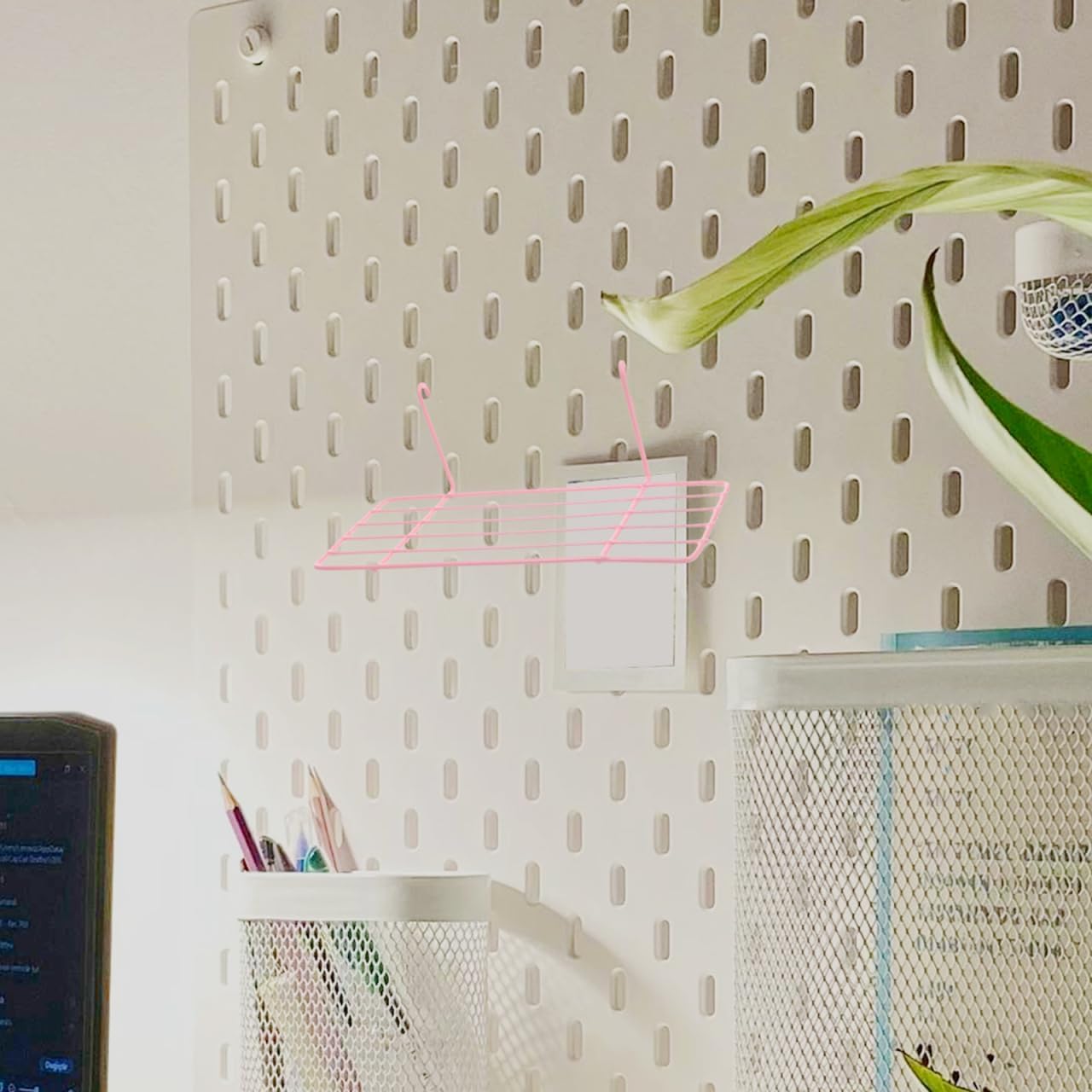 Luxshiny Wire Storage Basket Rack Straight Shelf for Grid Panel Display Hanging Wall Organizer for Kitchen Pantry Bathroom Closet Dorm Office 9.84 X 4.13 X 3.85 in