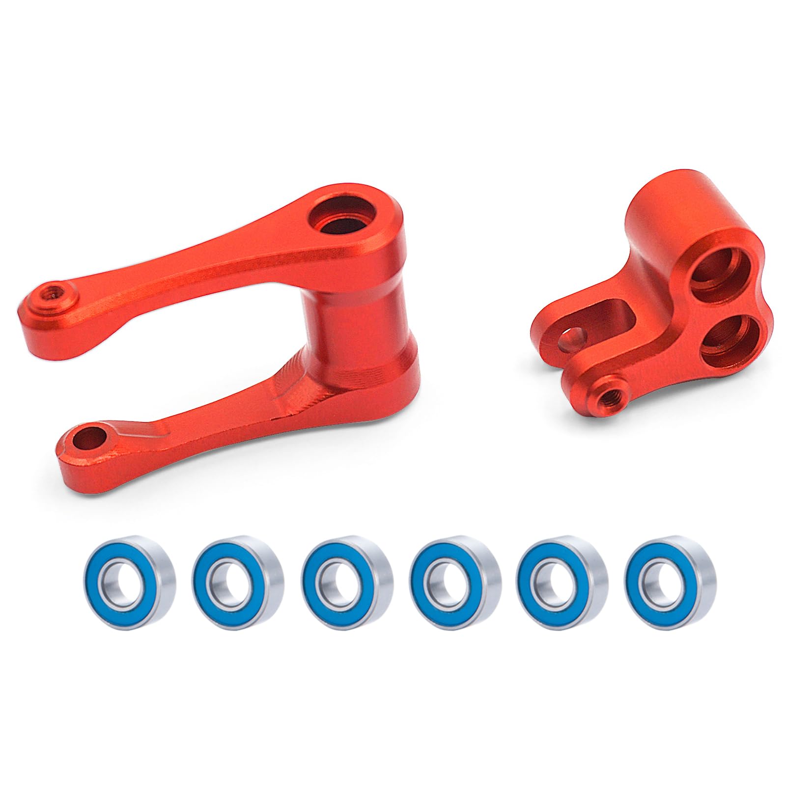 MORFUM Aluminum 7075 Knuckle & Pull Rod for LOSI 1/4 Promoto-MX Motorcycle RTR Replace Parts Alloy Knuckle & Pull Rod (Larger Inner Bearing) RC Motorcycle Upgrade Part (Red)