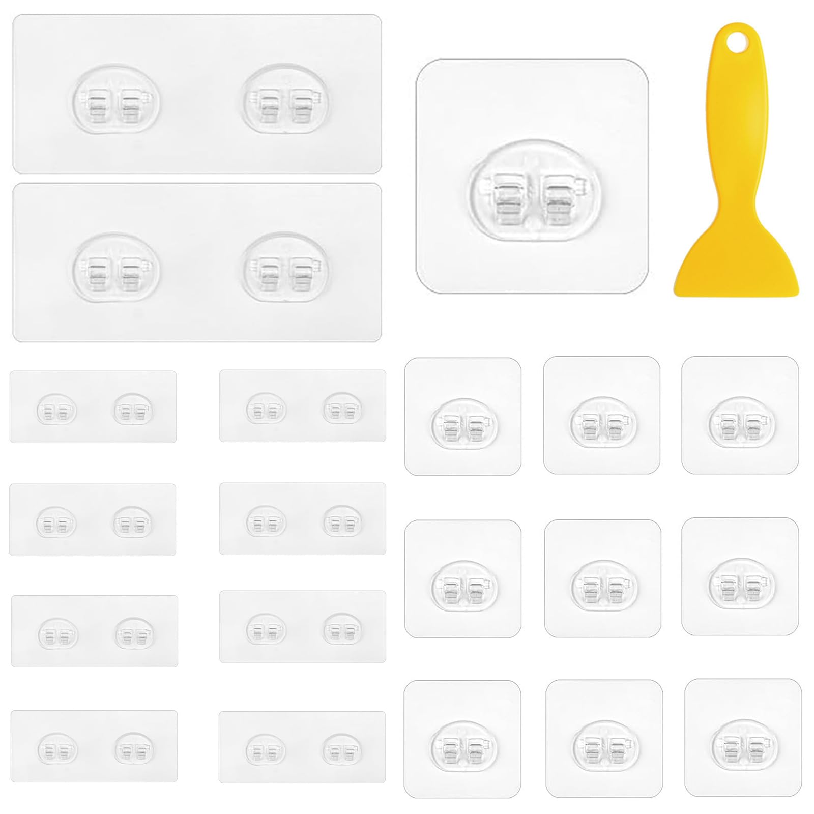 PGKDYC 21 Pcs Shower Caddy Adhesive, Shower Caddy Adhesive Replacement, Corner Shower Caddy Adhesive Sticker Hooks, Shower Shelf Adhesive Hooks, for Corner Shelf Basket (Double & Single Hook)