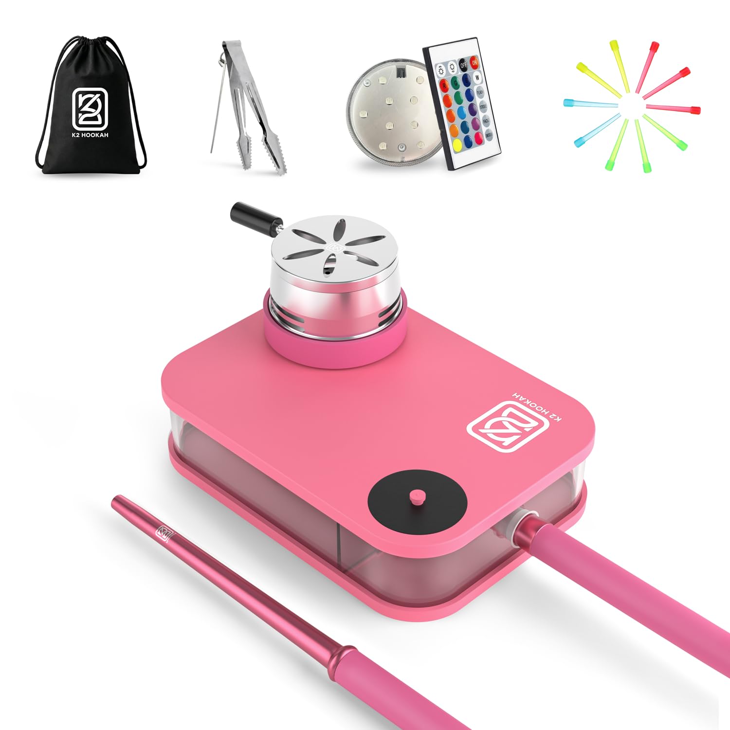K2 Complete Portable Pink Hookah Set with everything accessories Shisha Hookah Ideal for both Travel Home Use