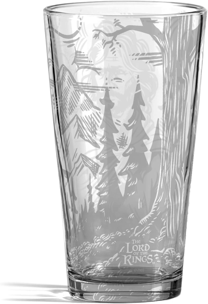 The Fellowship of the Ring Laser Engraved 16 oz Pint Glass, Officially Licensed The Lord of the Rings Glassware, Unique Gift for Middle-earth Fans