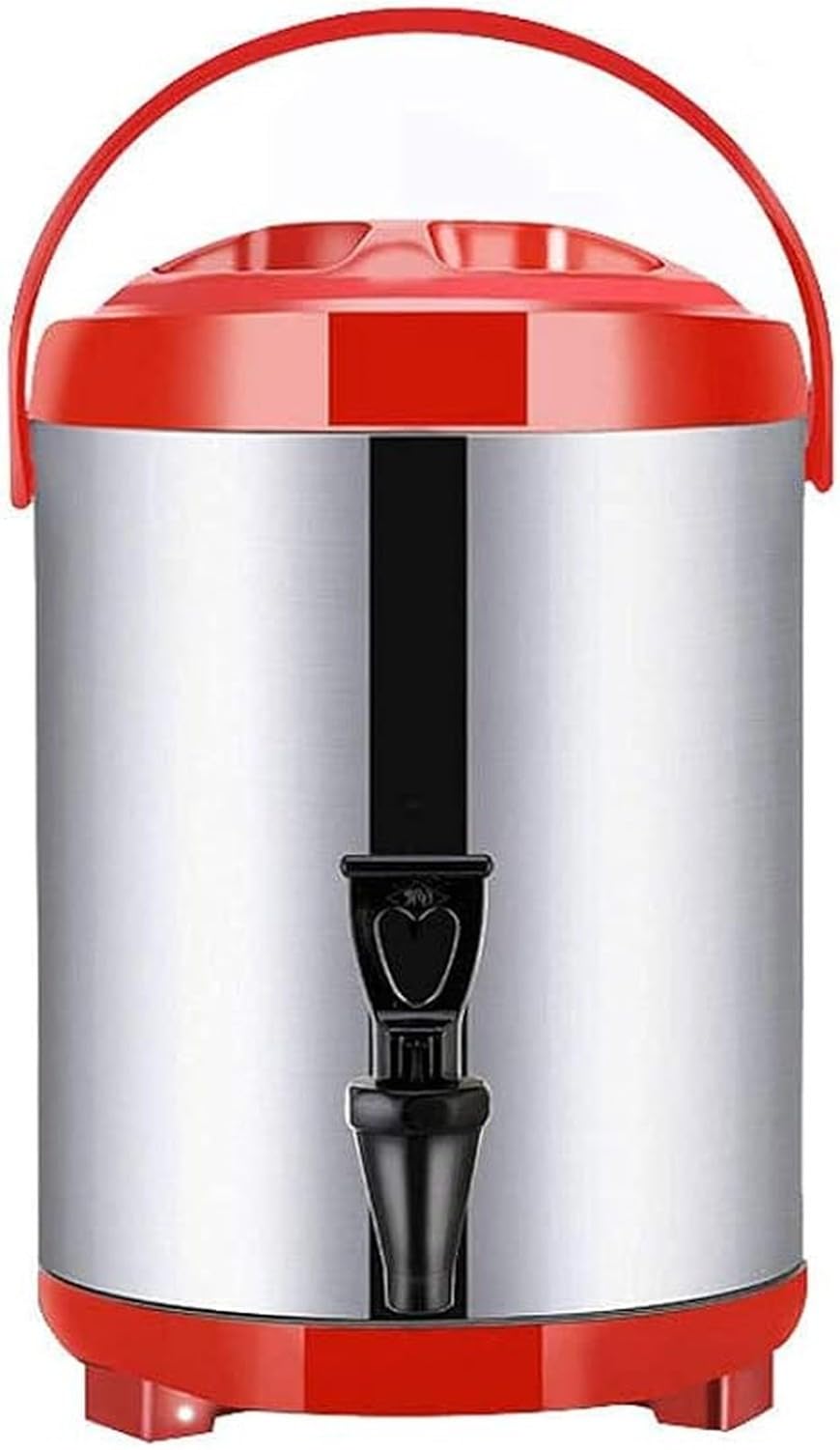 Dispensador de Agua Caliente y Bebidas con Grifo, Barril Termo de Acero Inoxidable para Cafetera, Gran Termo Comercial para Fiestas, Buffets y Hoteles, Mantiene, Red, 10L