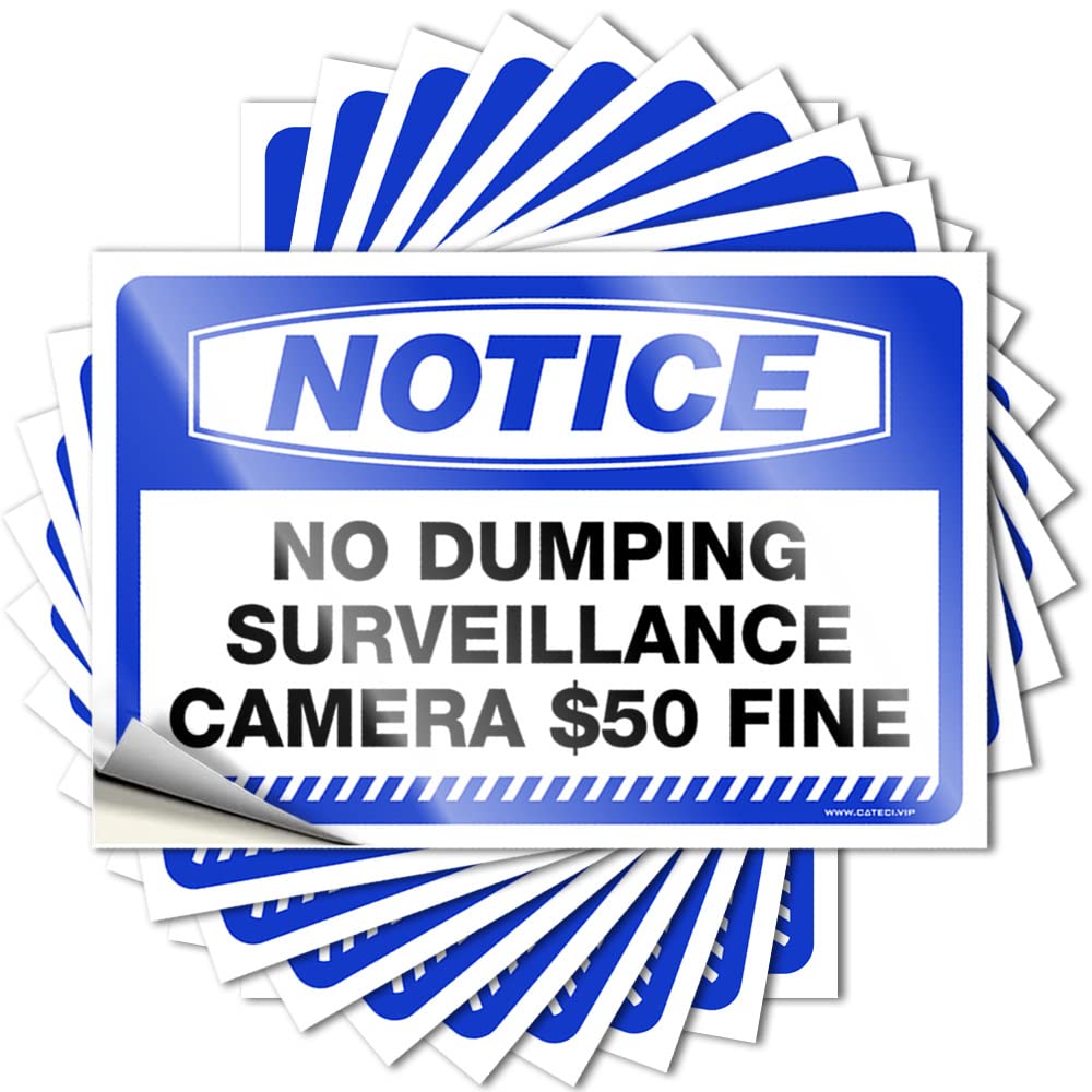 Man Cave Decor Bottle Tattoos | Notice No Dumping Surveillance Camera $50 Fine Vintage for Halloween Decor(6X9CM)