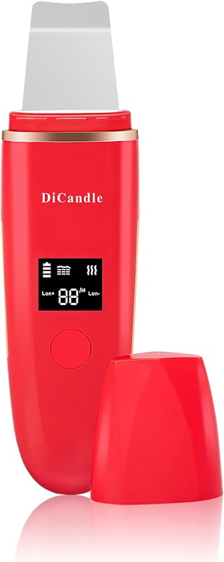 Espátula ultrassônica facial DiCandle Z9 com visor LED e 4 modos, Camellia red