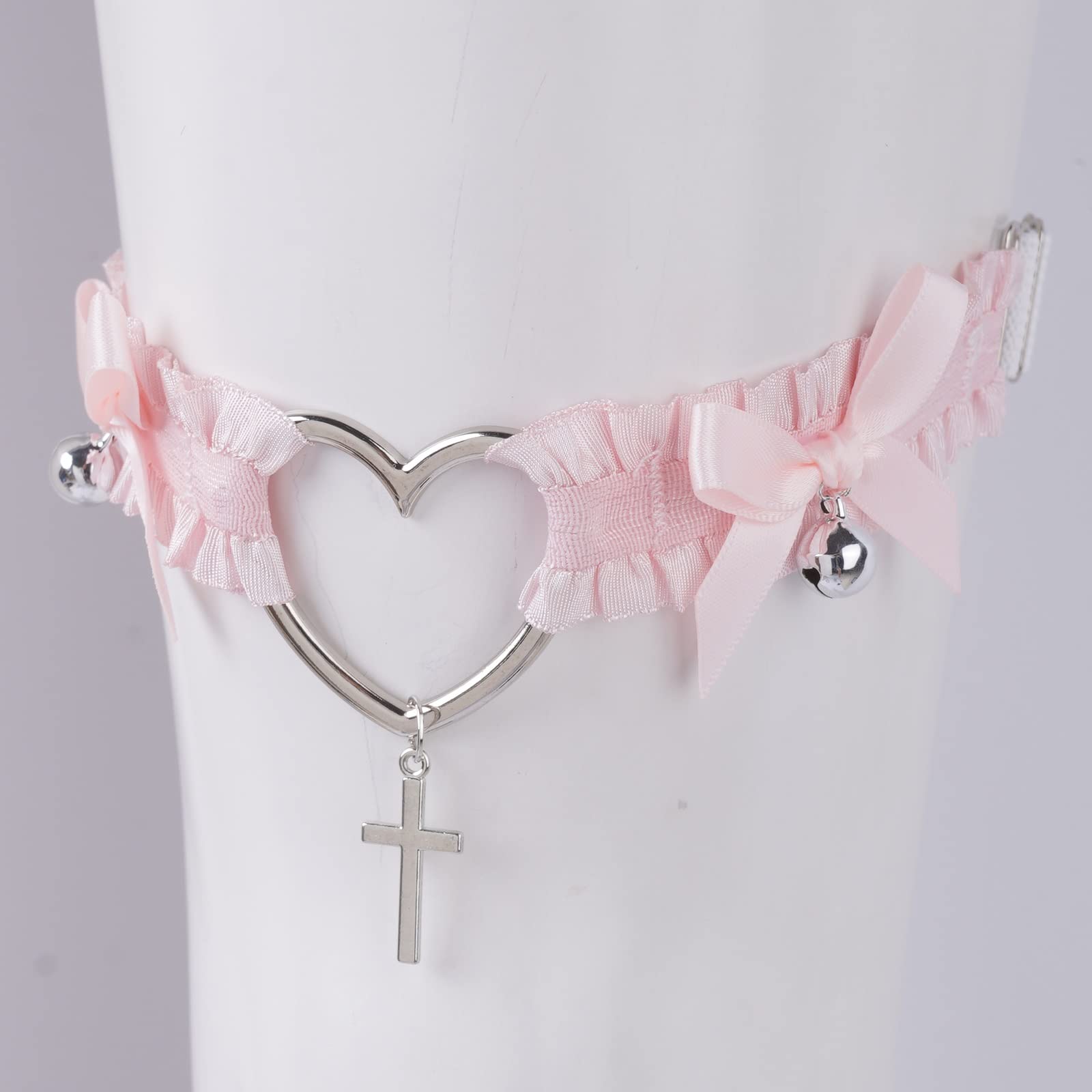Sexy Encaje Plisado Elástico Elástico Arco Pierna Bucle Amor Cruz Arco Campana Pierna Bucle Liguero (Color : White, Size : 3pcs)