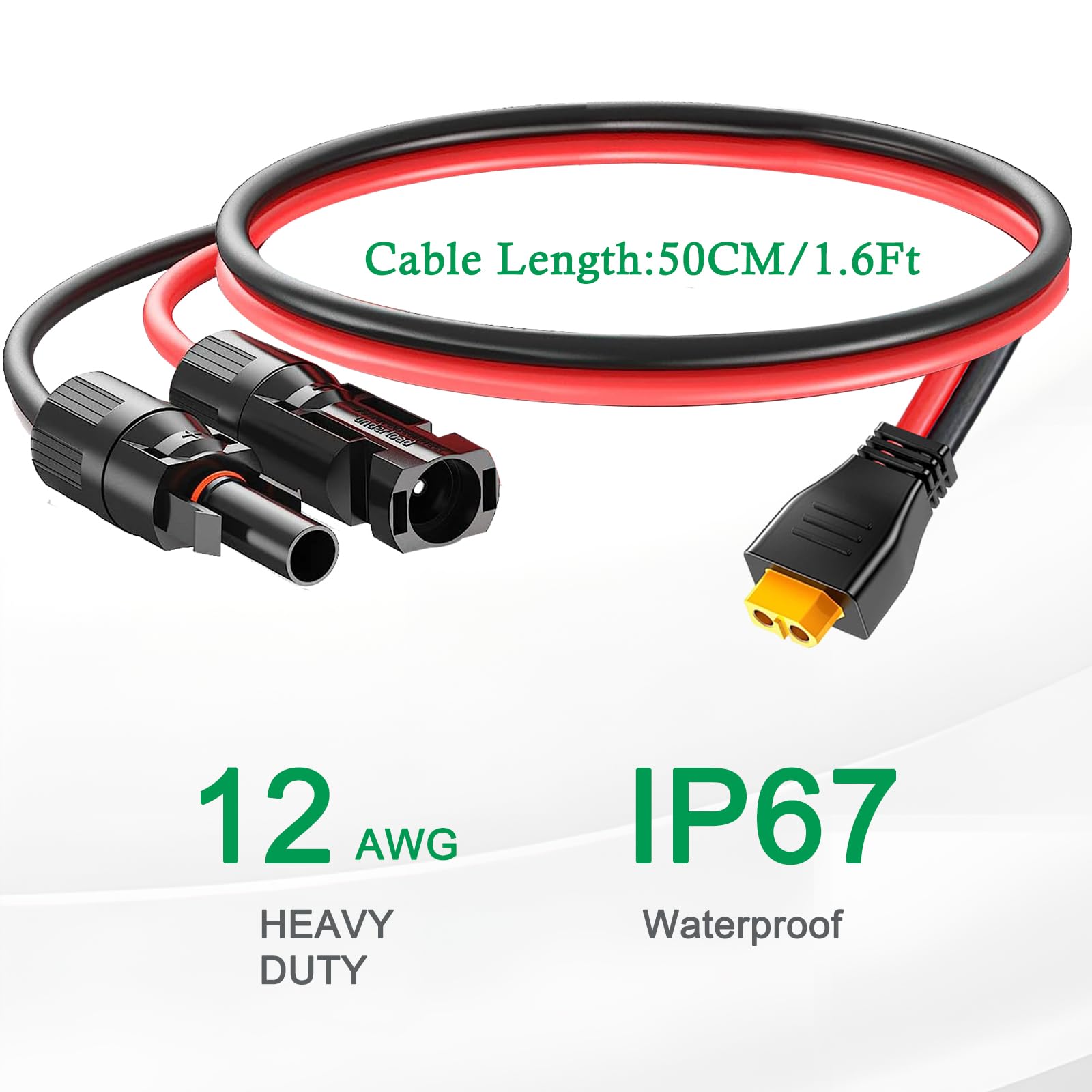 MaxEnergy Panele słoneczne do złącza XT60, przedłużacz ładowania, 10AWG, złącze solarne do XT60, kabel adaptera do panelu słonecznego do przenośnej elektrowni, generatora słonecznego