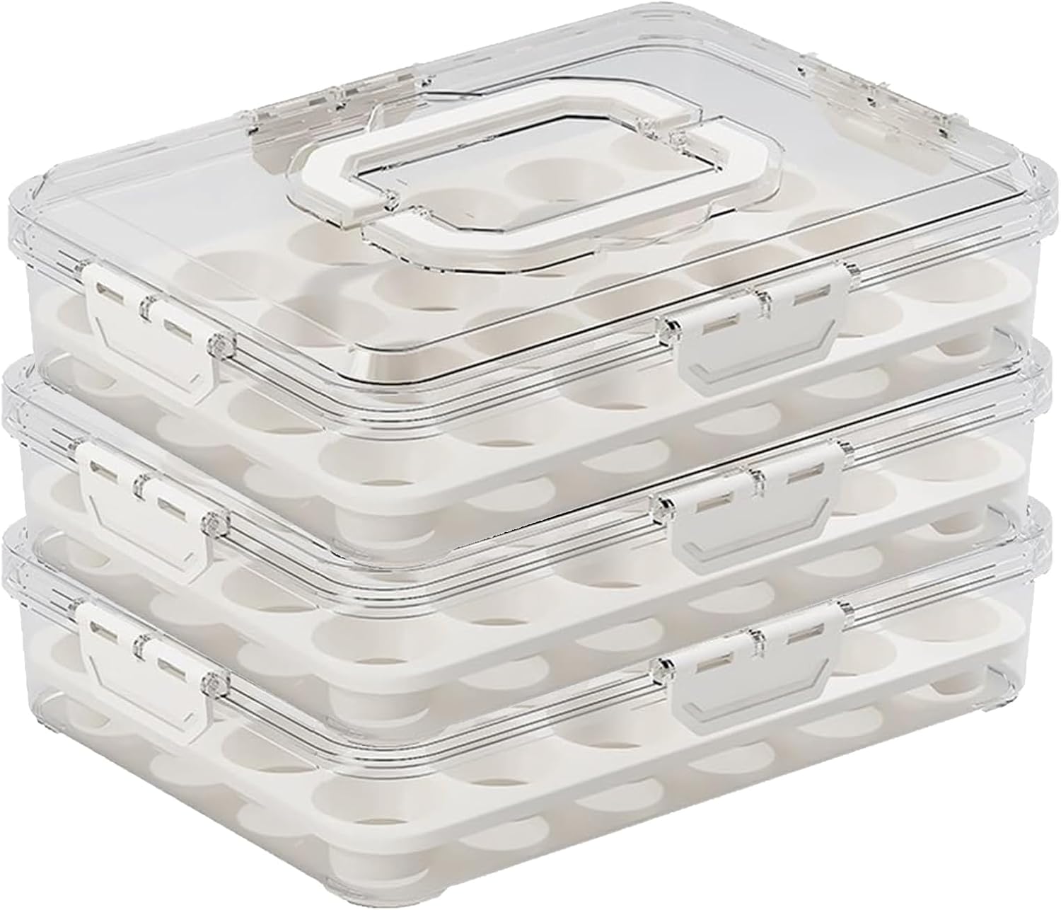 24 Slot Oocyte Storage Box with Silicone Seal & Latches for Secure Transport Space Saving Stackable Holder Portable Tray Platter for Fridge