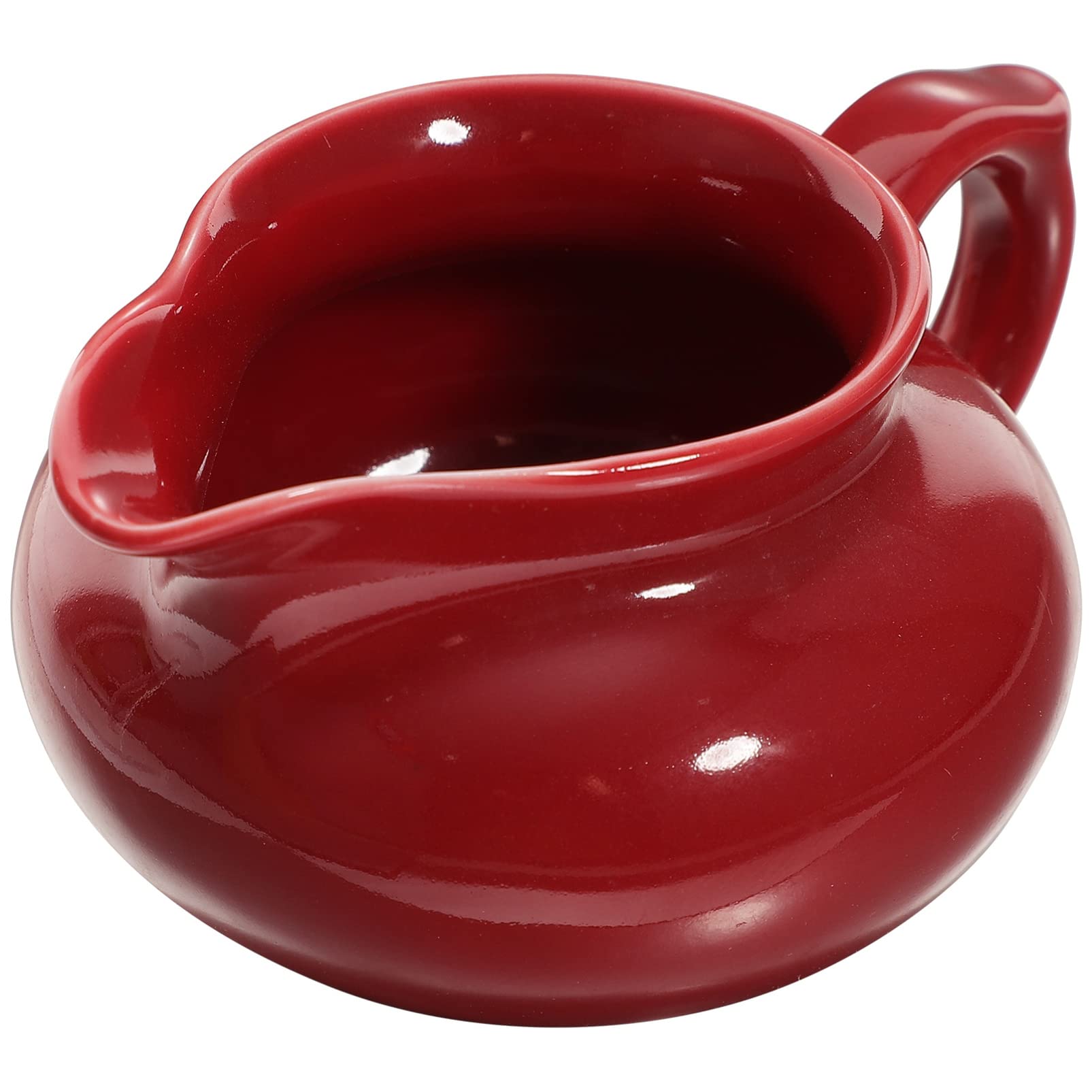 Kichvoe Red Classic Mini Ceramic Sauce Pitcher with Handle