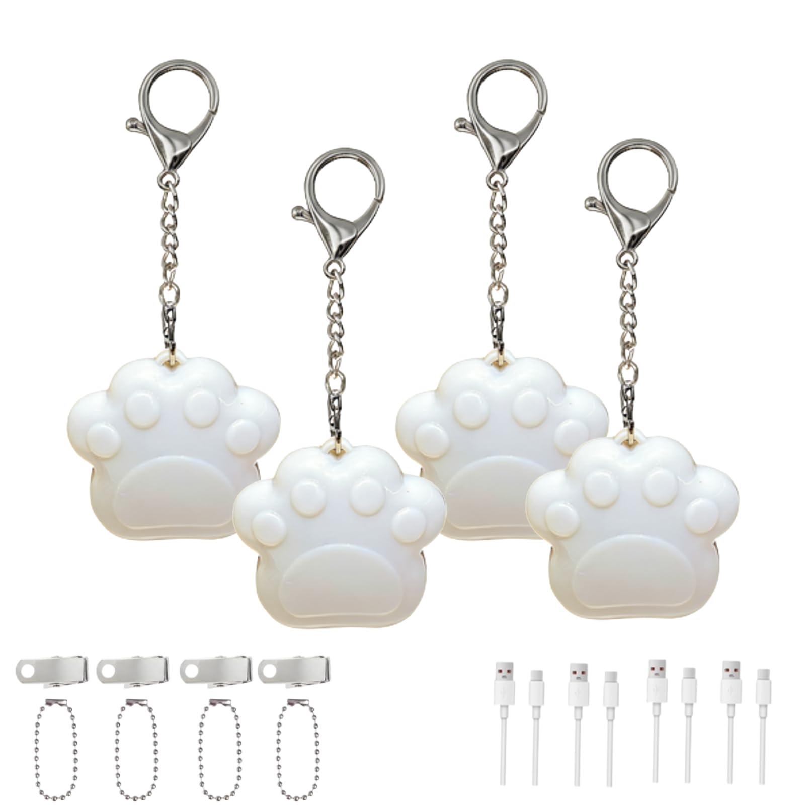 4Pcs Purse Glow Heart Light , Love Keychain Handbag Light with LED Automatic Sensor and Motion Activation, Rechargeable Heart Shaped Purse Lamp for Women Girls Mother Friends (4PCS-Cat Paw)