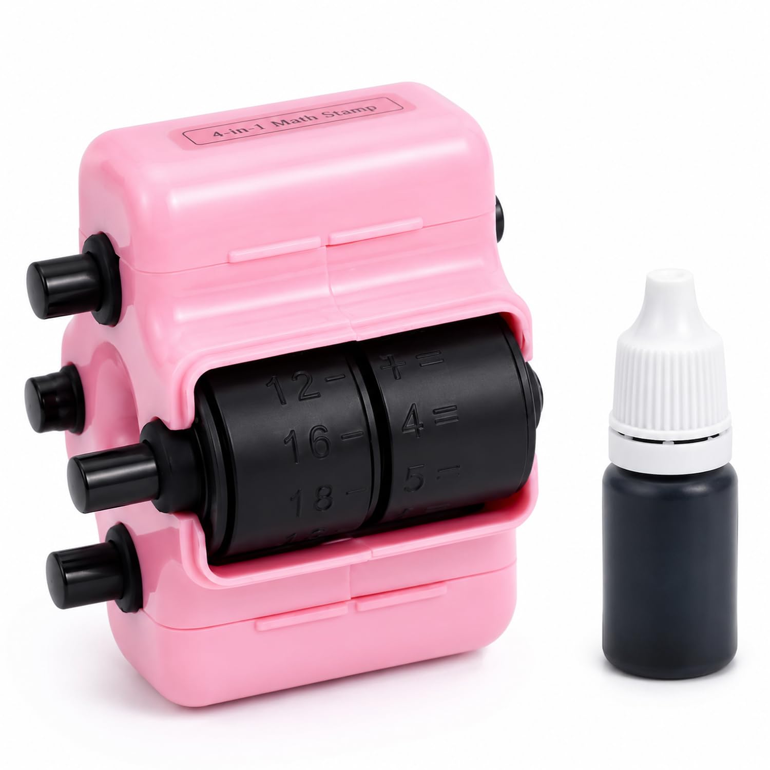 4 in 1 Maths Stamp Set for Secondary School, Pink ABS Educational Maths Stamps with 10ml Ink, Teacher Stamps for Classroom Homework Maths Practice Gift