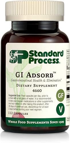 Standard Process Inc. Adsorbo gastrointestinal para la salud y eliminación gastrointestinal - Calcio, hierro, clinoptilolita, clorella, suplemento