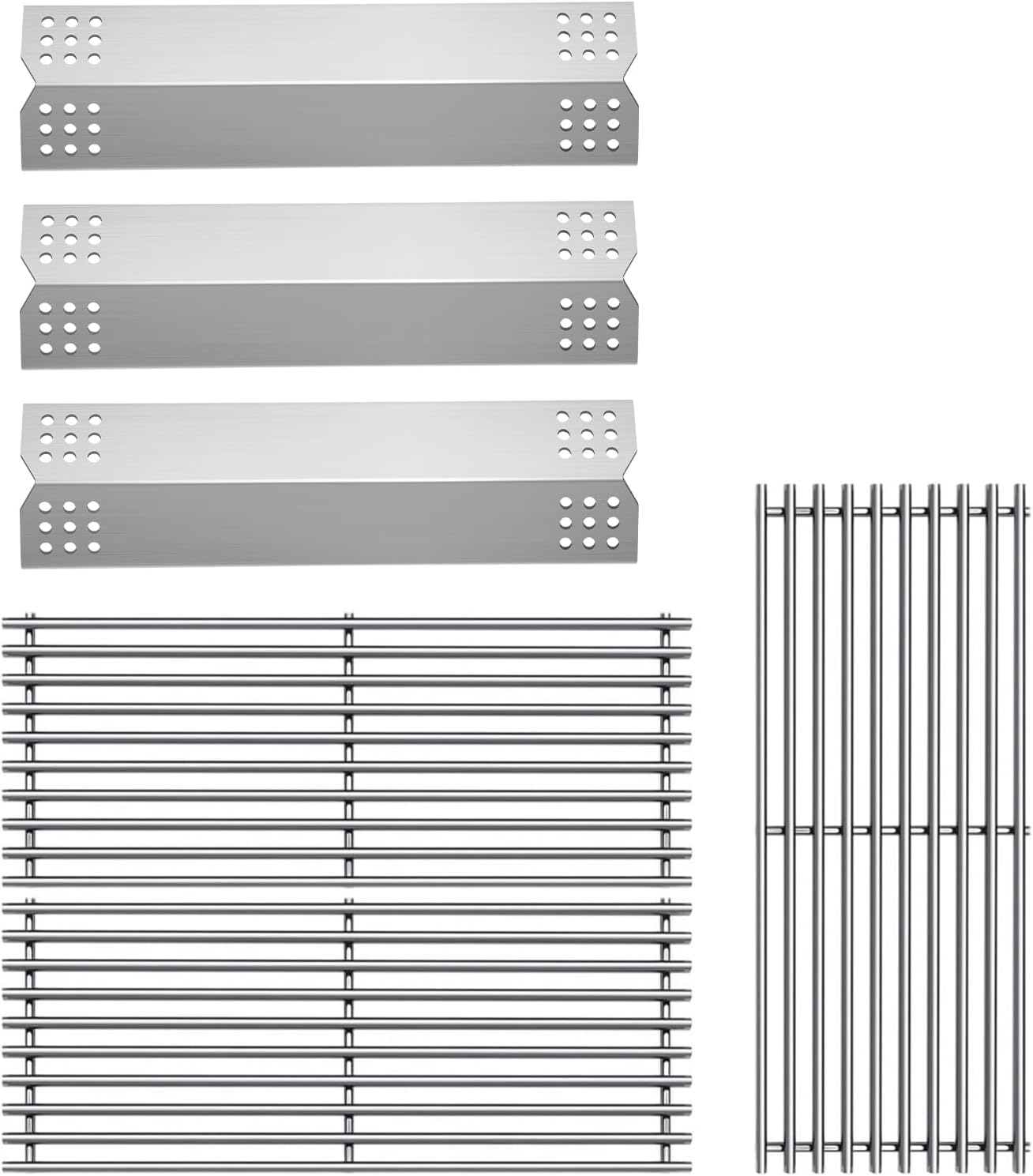 3 Pcs 90811 Heat Plate with 3 Pcs Cooking Grids Grate for Kitchen Aid Replacement Parts,for Kitchenaid 20-0787D 720-0953 730-0953 3 Burner Gas Grill