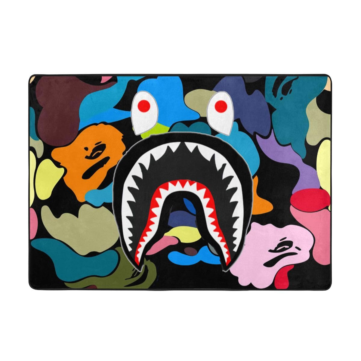 Amazon.com: Yangxilu Large Outdoor Rug Anime Camouflage Shark Bape 