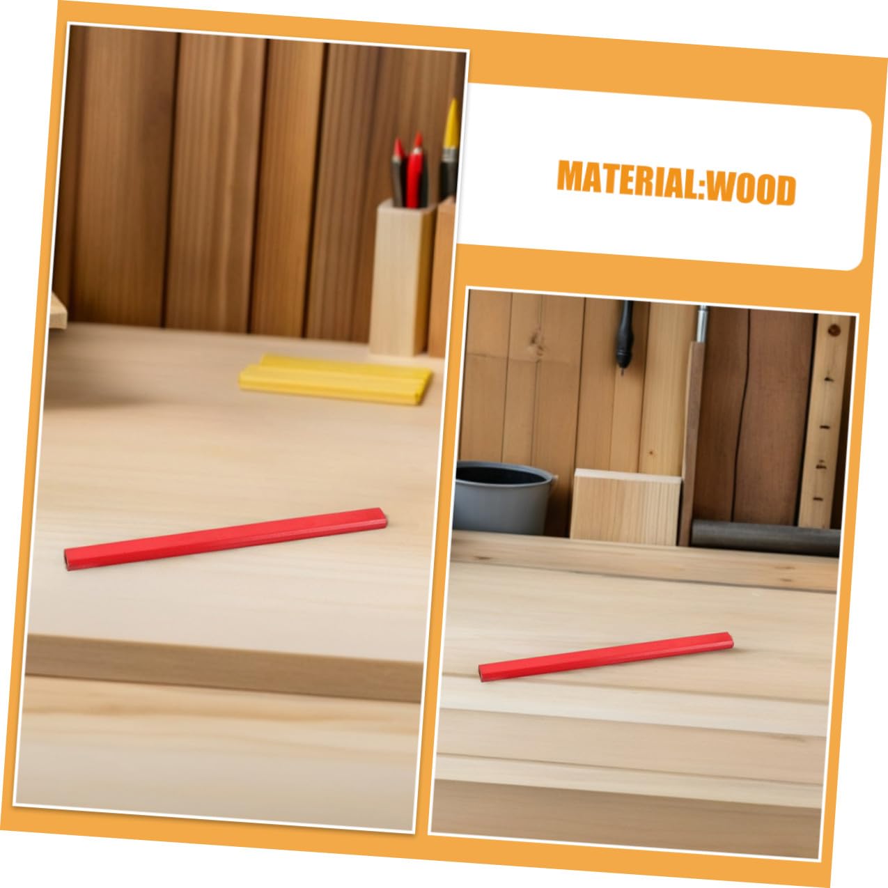 Lápices de Carpintero Rojos Octogonales 144 Piezas de Madera | Hb, Línea de Precisión, para Carpintería y Construcción, Diseño Ergonómico Antideslizante