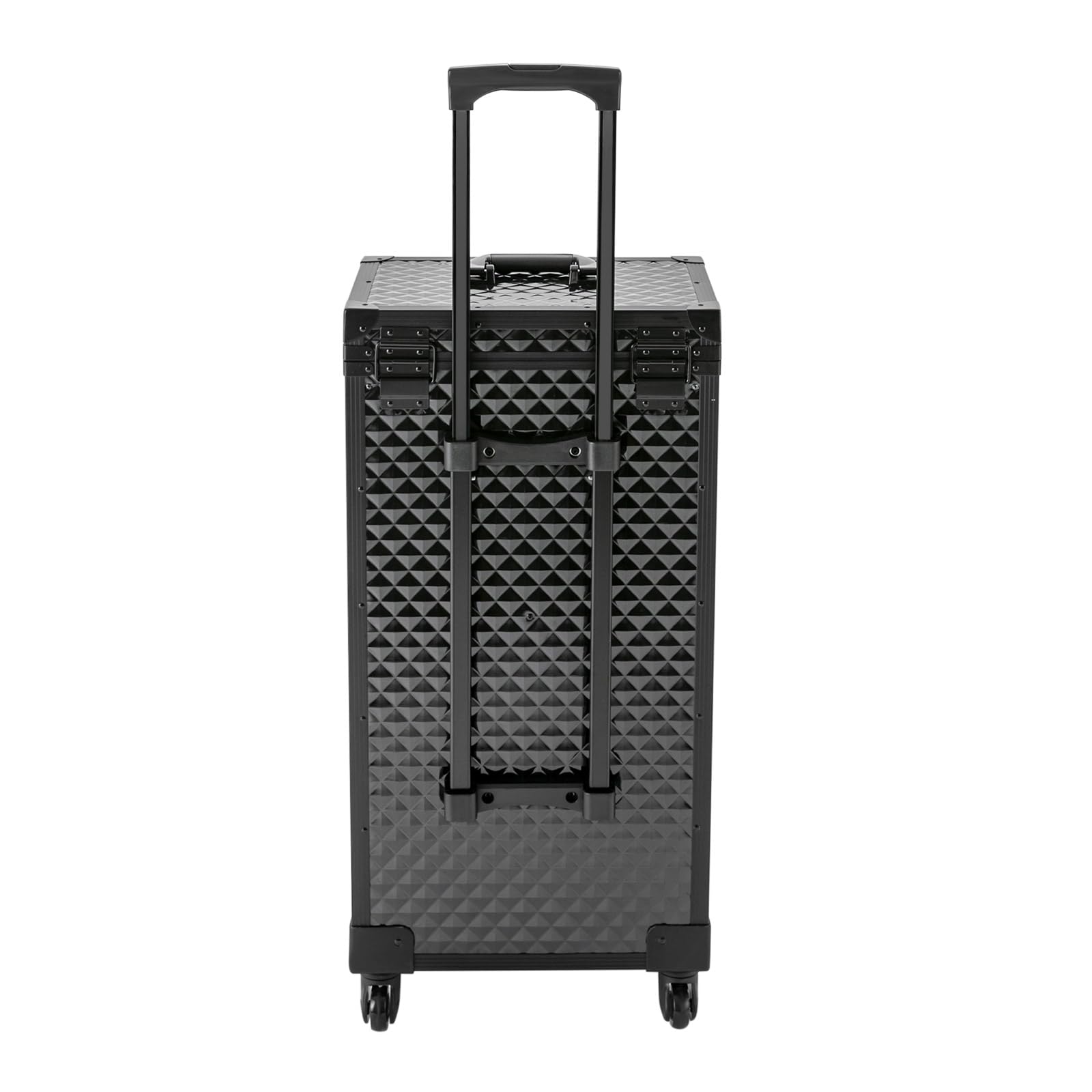 Make-up Rolling Friseurkoffer, 3-Tier Große Speicher kosmetischer Trolley Kosmetikkoffer Schwarz (Dreidimensional)