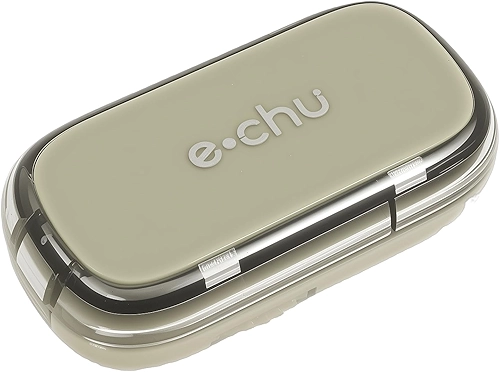 Cortador de comprimidos portátil com lâminas de aço inoxidável e compartimento de armazenamento, metades/terço/quarto, divisor para uso diário e viagens (verde menta)