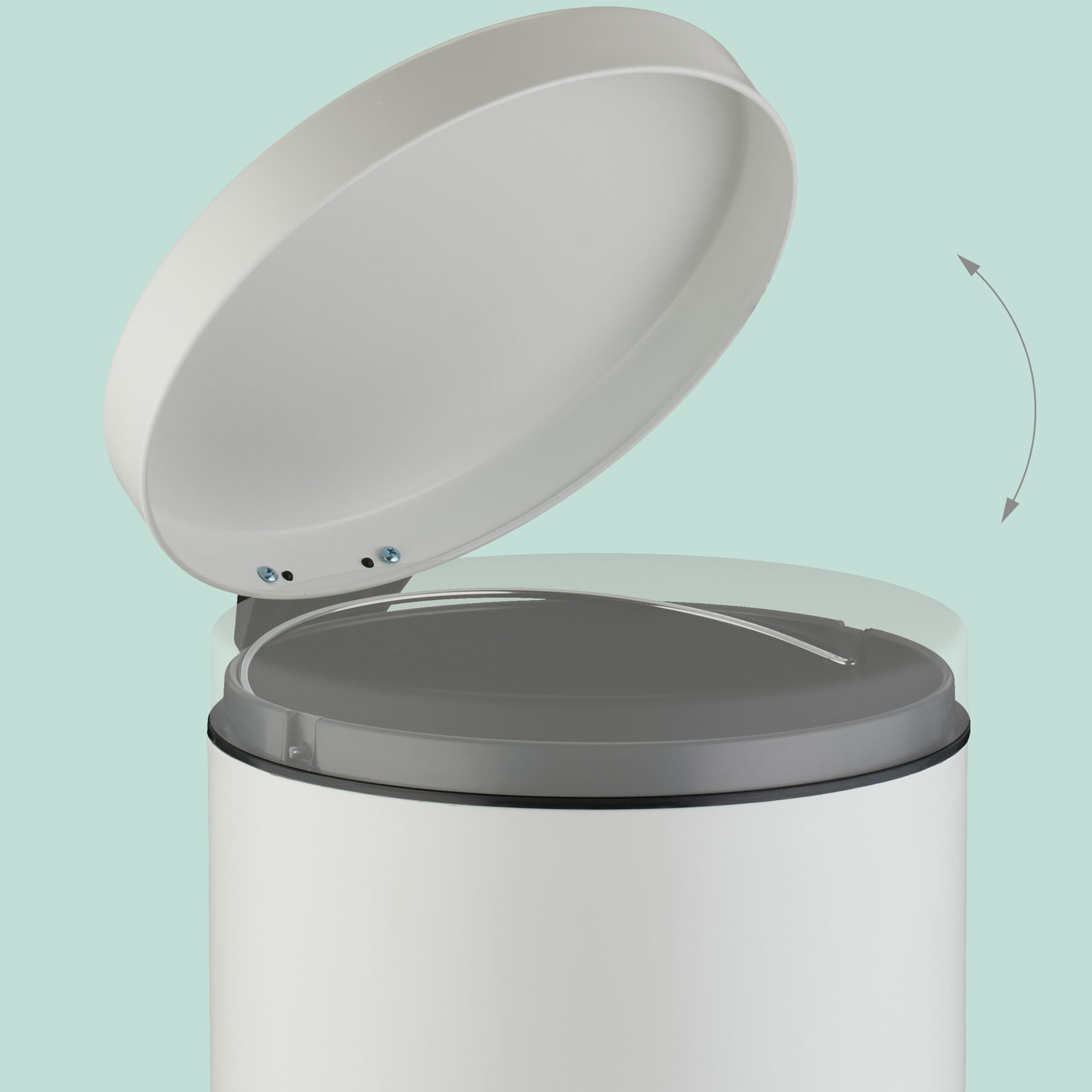 Relaxdays Poubelle pour la salle de bain ou la cuisine, 20 litres, couvercle, pédale, design mat, blanche