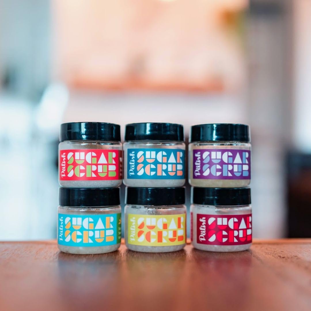 Palish Ultra Hydrating and Exfoliating Sugar Scrub | Natural | Paraben Free, Vegan, Cruelty Free | Six, 1 Oz Jars | Variety Pack