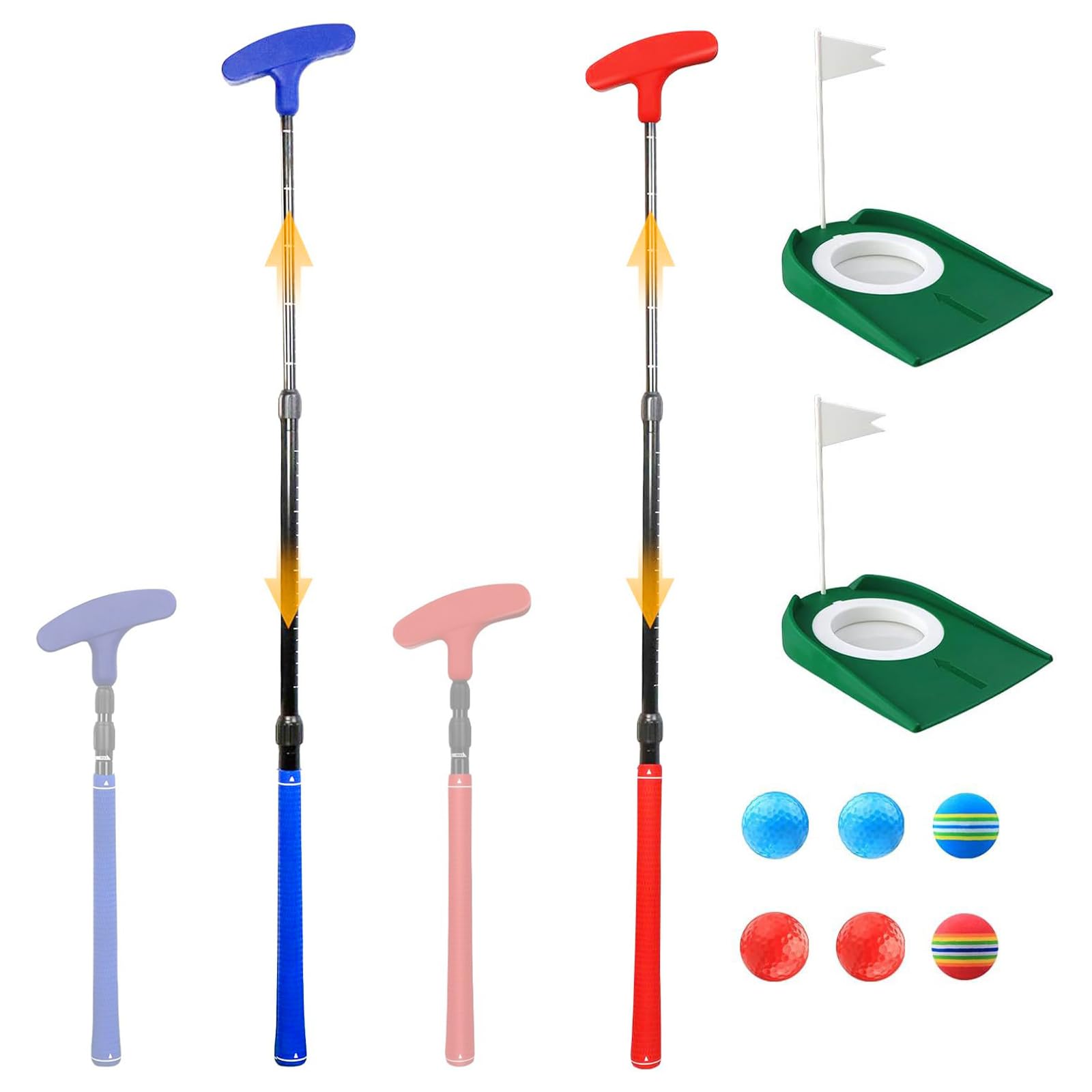 Flintronic Golf-Putter für Jugendliche und Erwachsene, Länge Golf Schläger mit Golfbällen, Putt Style Zwei-Wege-Kopf Tragbarer Abnehmbares Golfschläger für Wohnzimmer Office