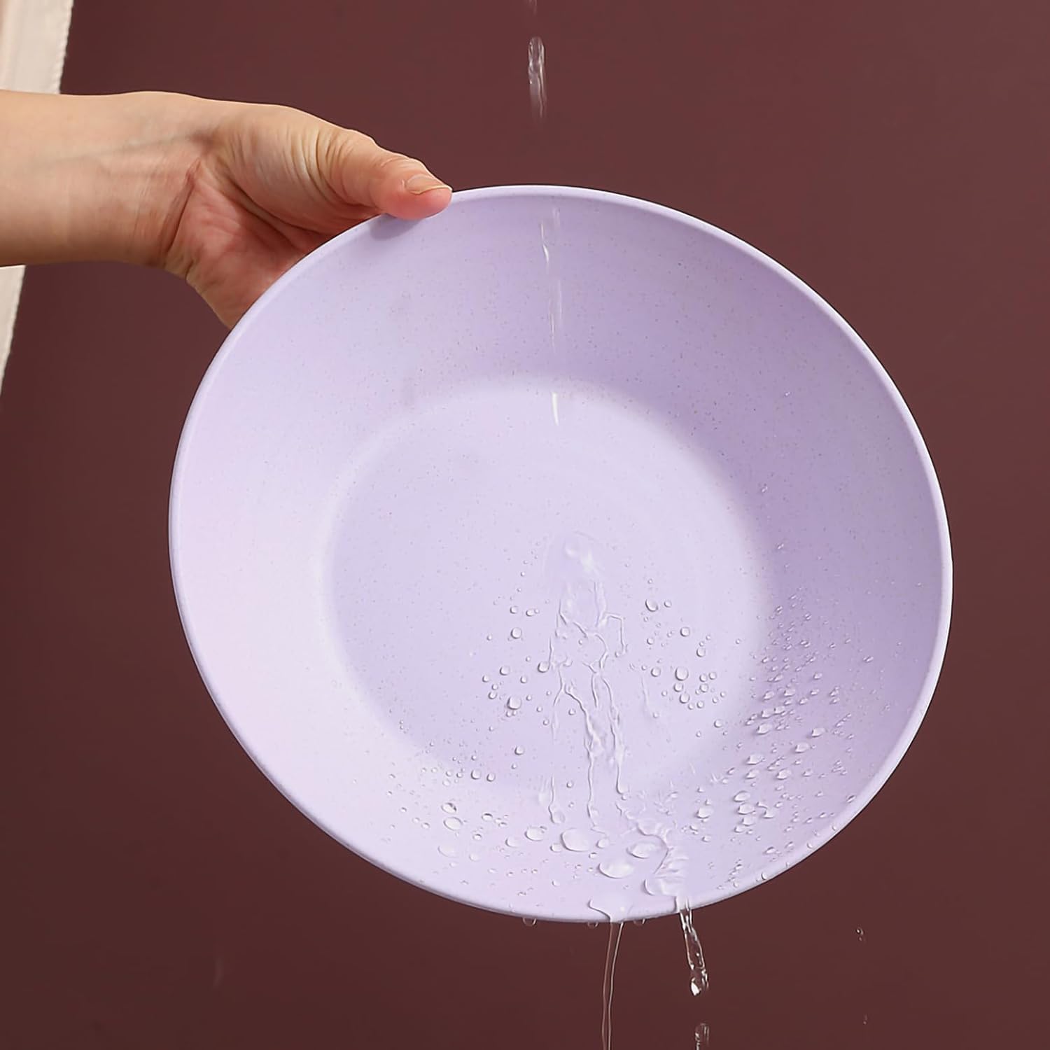 BGVM Wheat Straw Wide Rimmed Soup Bowl Set - 23cm Large Pasta Plates for Spaghetti, Dipping Bread, and Fancy Dinners - Durable & Stylish Dinnerware for Everyday & Restaurant Use (3, Purple) 2