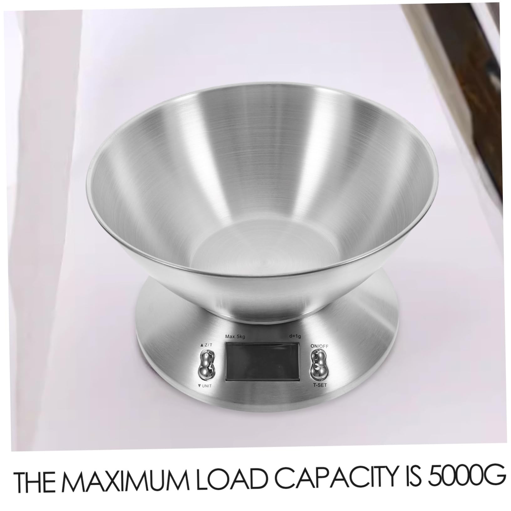 Báscula Digital para Alimentos de Acero Inoxidable 5000g Plata | Preparación y Repostería, Operación Sencilla, Limpieza Fácil, Formato Compacto