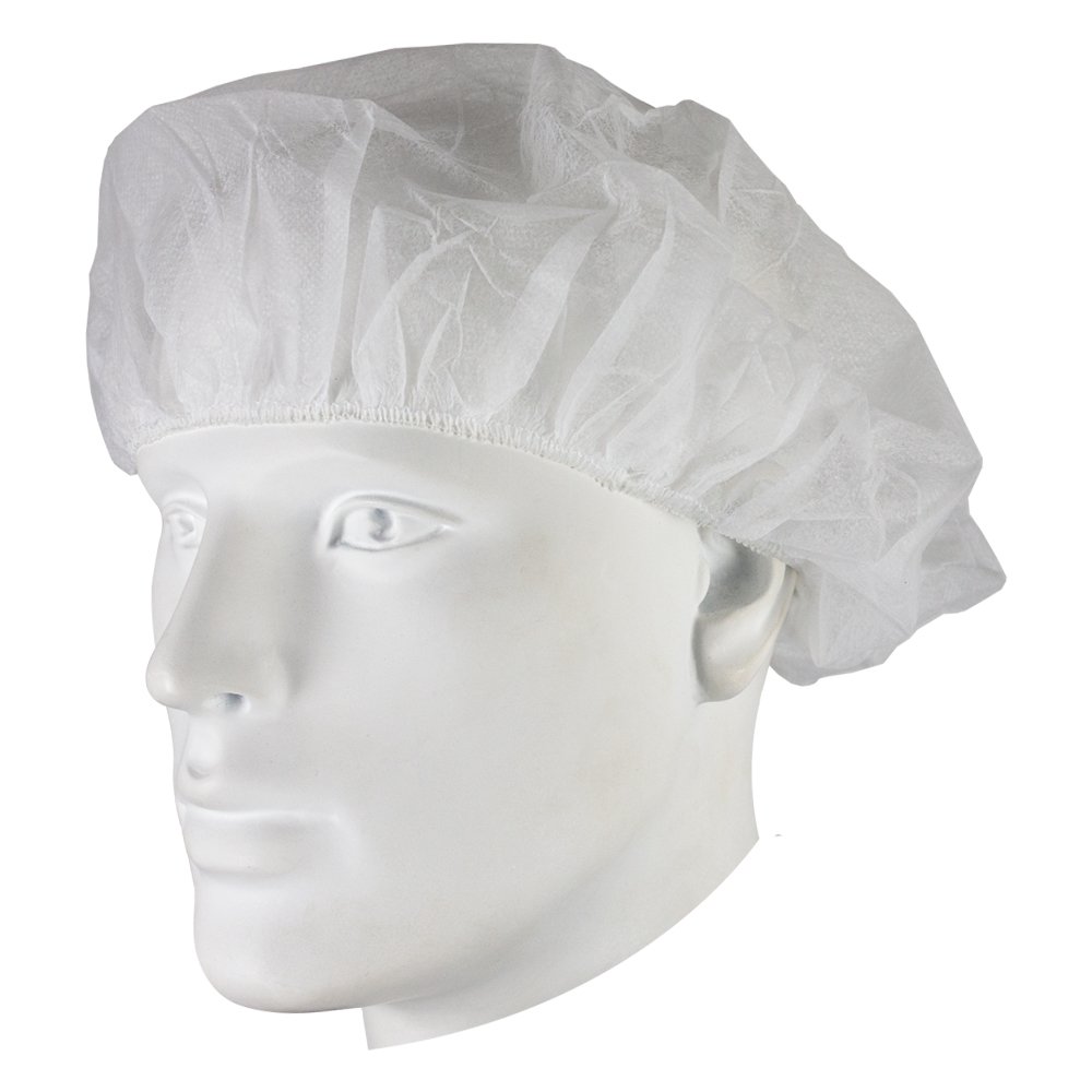 Gorro Desechable Redondo PP (Polipropileno) - Caja de 1000 Uds - Blanco - para Hostelería, Industria y Alimentación - CE