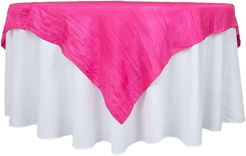 Efavormart - Mantel cuadrado de tafetán arrugado de acordeón fucsia de 72 x 72 pulgadas