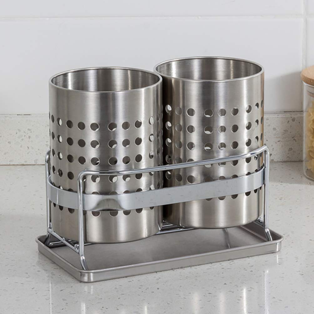 Cabilock 1 Jeu Porte- en Acier Inoxydable Porte-ustensiles De Cuisine Porte-ustensiles pour Chariot De Séchage des Couverts Panier De Séchage pour Étendoir Éponge