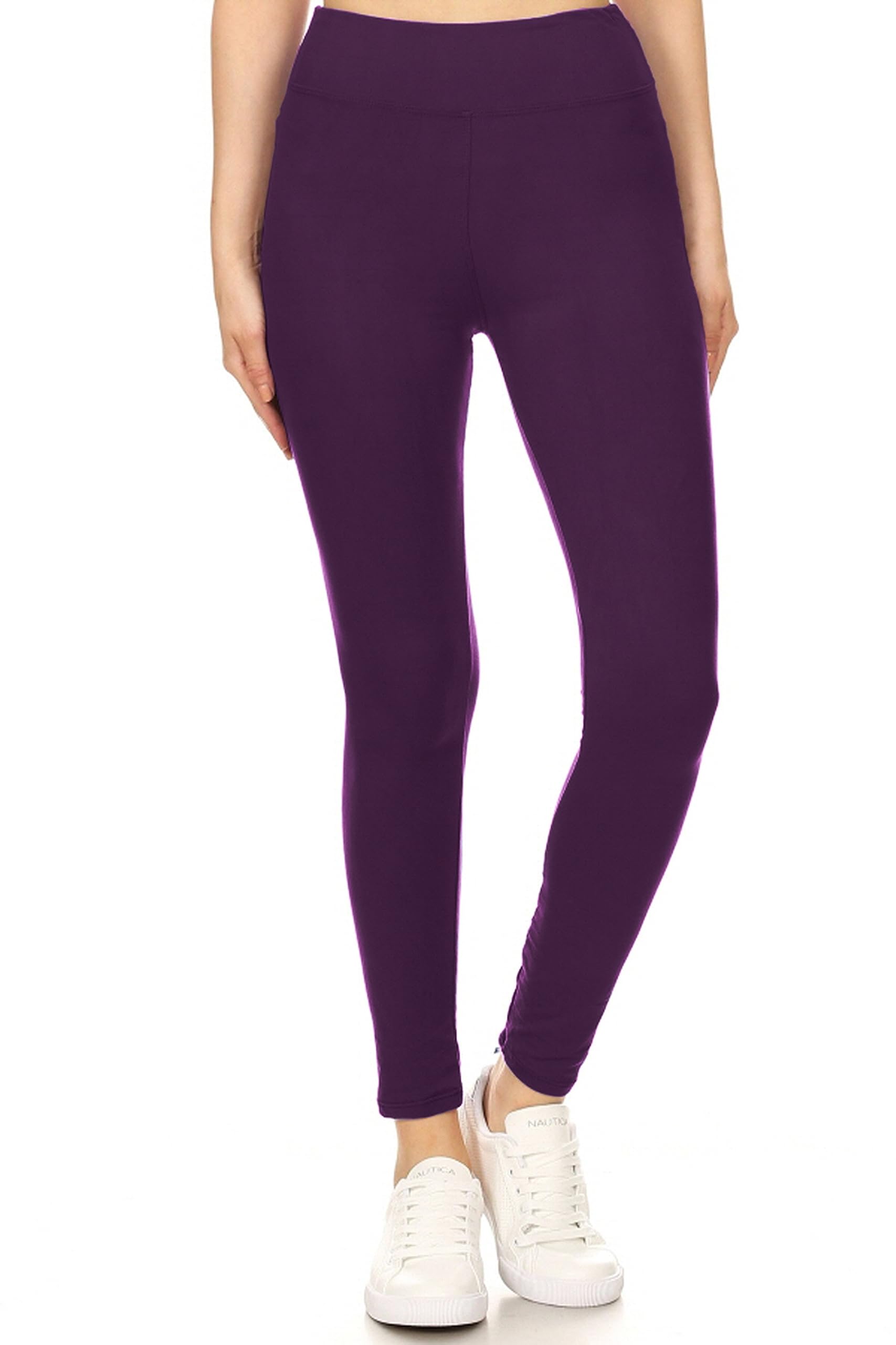 Leggings Depot Legginsy z wysokim stanem dla kobiet maślane gładkie i miękkie damskie solidne joga - Reg, Plus, 1X3X, 3X5X, Fioletowy, rozmiar uniwersalny