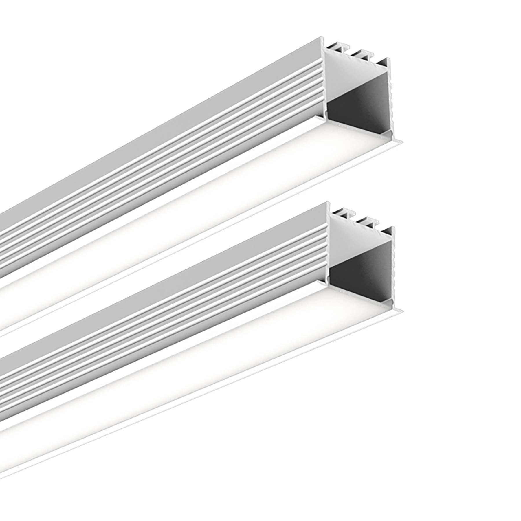 G.W.S® Recessed LED Profile, 2-Pack Aluminium Channel for LED Strip Light, 2 Metres 44mmx35mm (109-Y4435) — image 1
