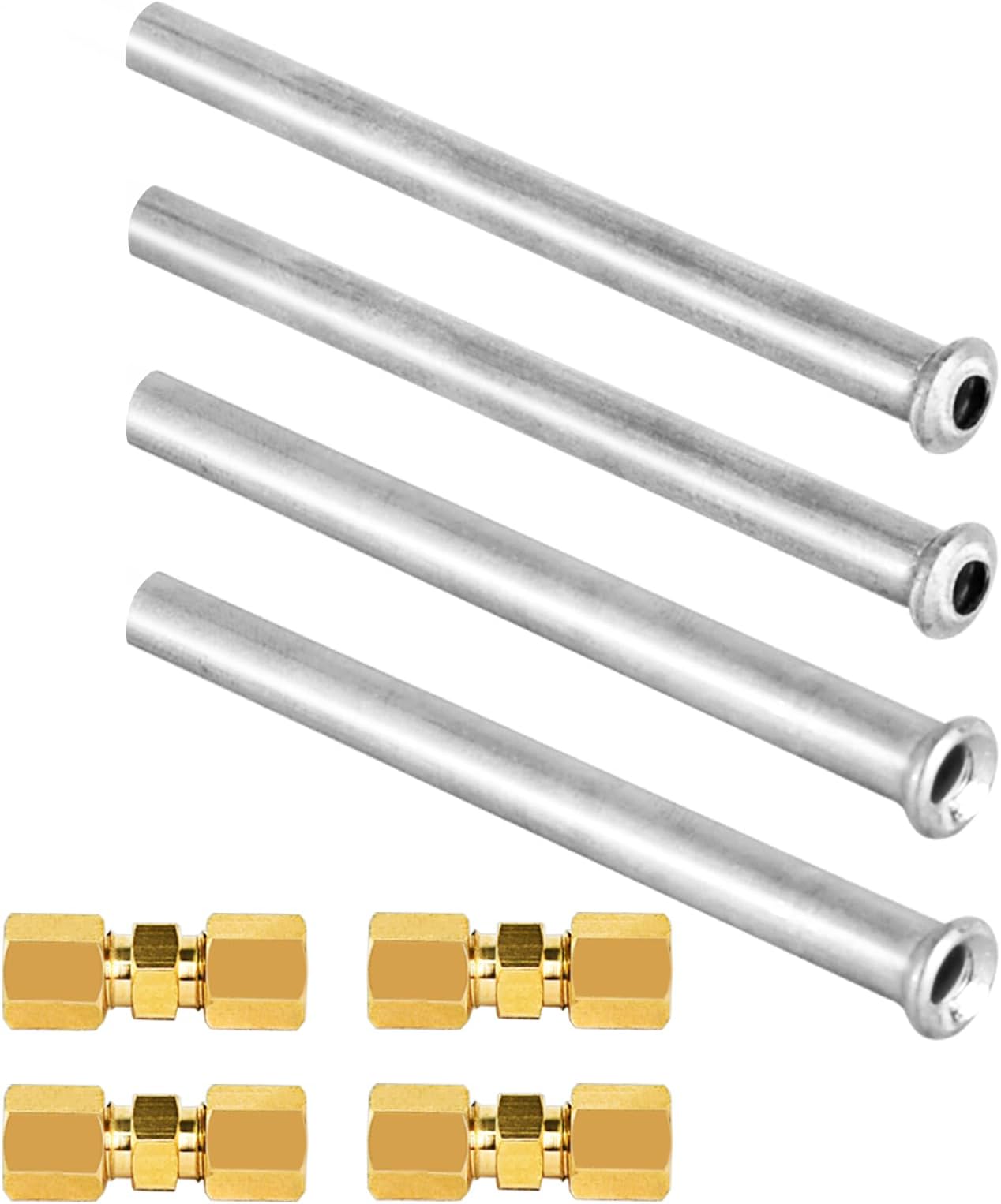 Brake Line Repair Kit, Upgraded 3/16 Stainless Steel Brake Line Including 2 Convex Connectors and 2 Concave Head Connectors, 4 Brass Compression Unions Brake Line Connector Fittings