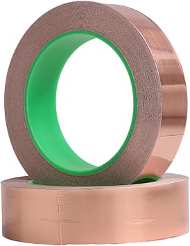 COYOUCO Copper Tape, Copper Foil Tape 0.05Mm Thick, 5Mm Wide, 20 Meters 2 Rolls,Copper Foil with Conductive Adhesive for Guitar, EMI Shielding