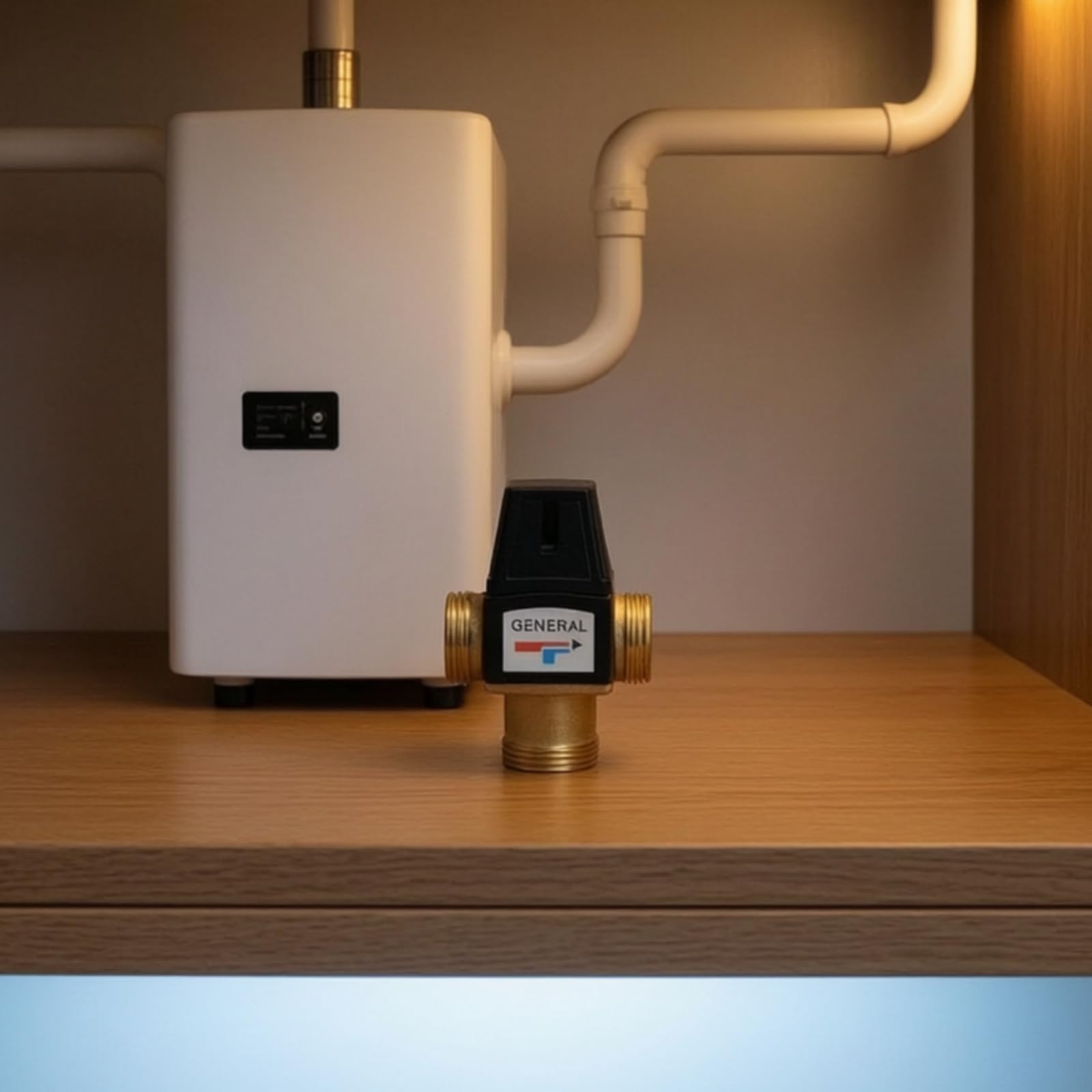 Válvula Termostática de Mezcla Válvula de Control Válvula de Agua Regulador Termostático Cuerpo de Latón con y Rango 35-60°C para Mezcla Segura, 6 Puntos/DN20 Rosca Externa
