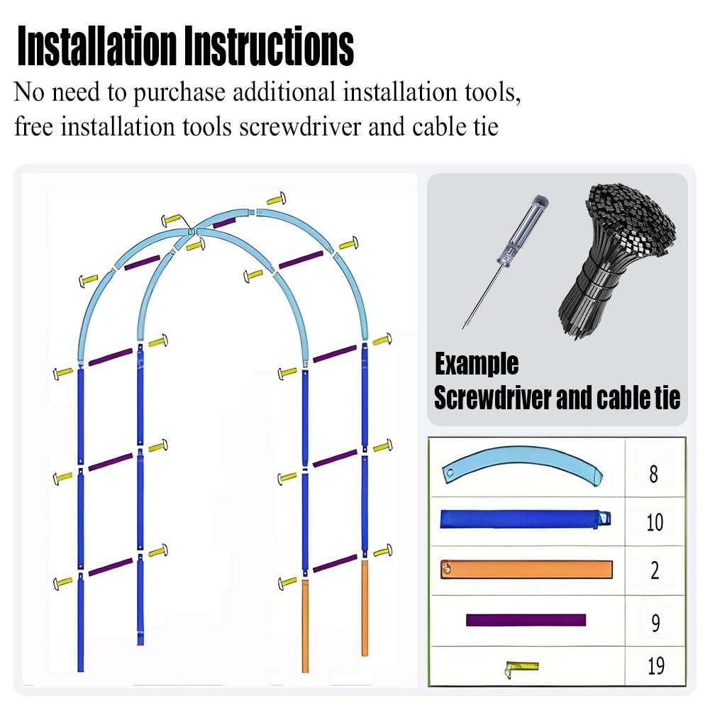 Arco da giardino bianco con struttura in metallo, resistente alle intemperie, pergolato in acciaio, per piante rampicanti, per esterni, arco di rose e decorazione per cerimonie nuziali (W350 x H200 cm