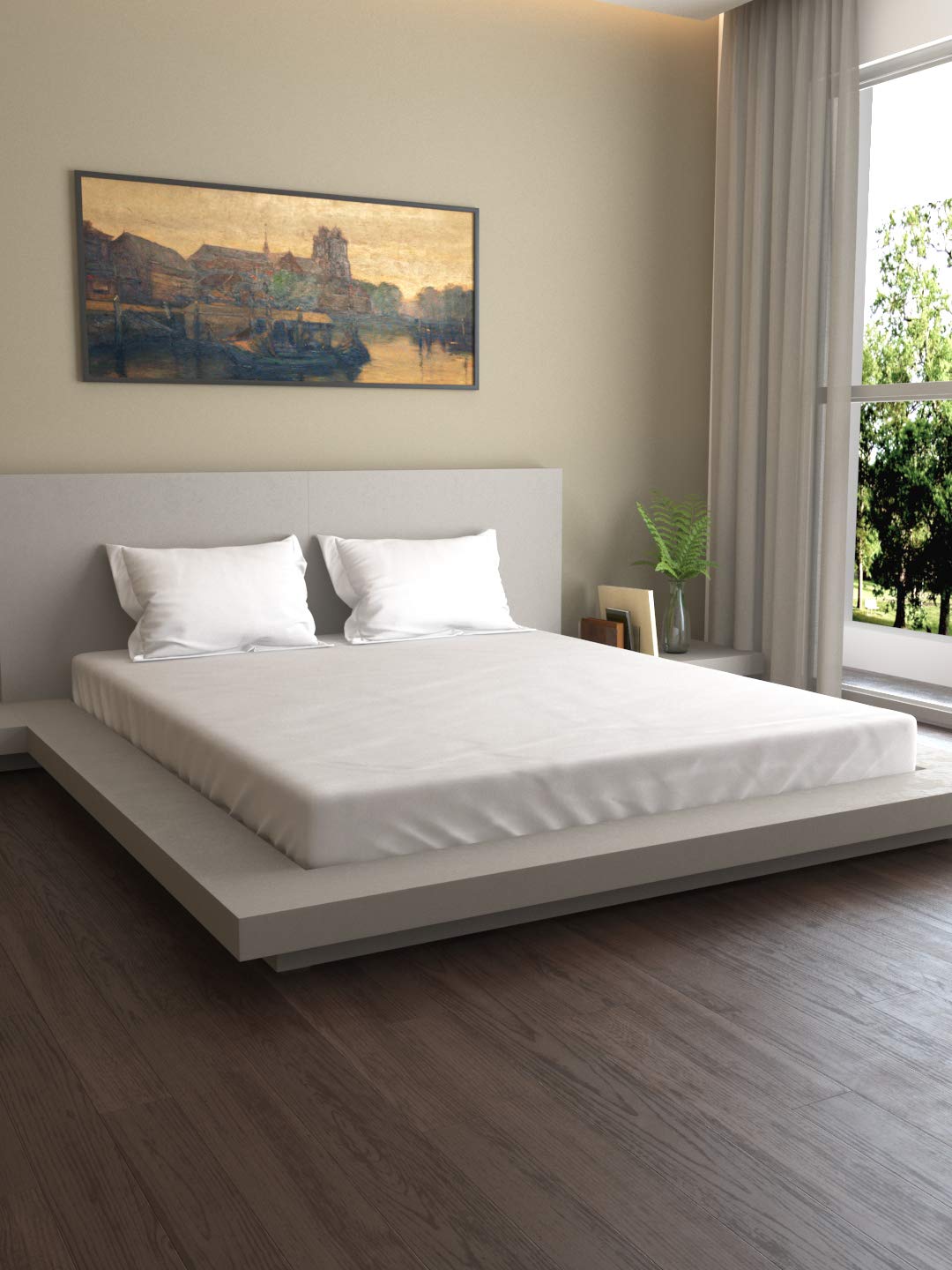 Mark Home 100% Organic Cotton Sateen Fabric 400 TC Naturelle King Set White