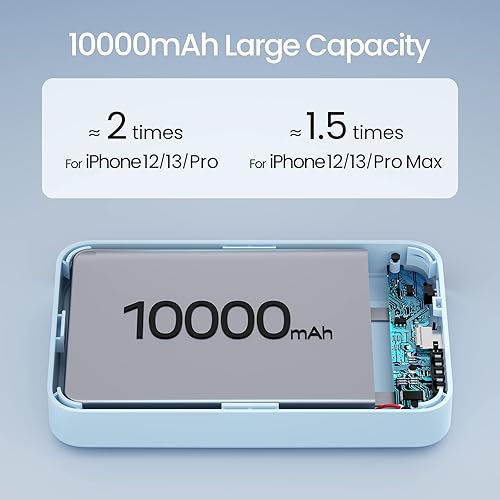 Miniatura 3 de NEWDERY Cargador portátil inalámbrico magnético paquete de batería Mag-Safe de 10000 mAh carga rápida de 15 W PD 22 W cargador plegable USB-C