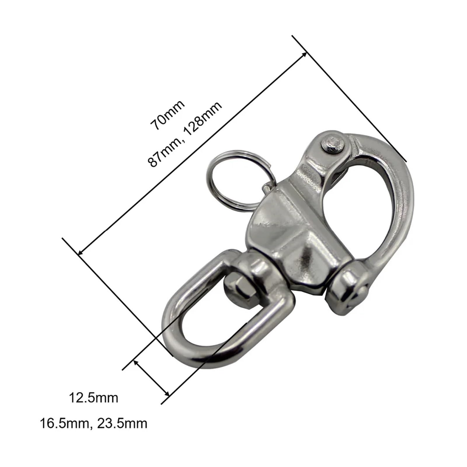5 grilletes giratorios de liberación rápida con Anilla de Acero Inoxidable 316 de Alta Resistencia de 70 mm, 87 mm y 128 mm for Aparejos de navegación.(87mm)