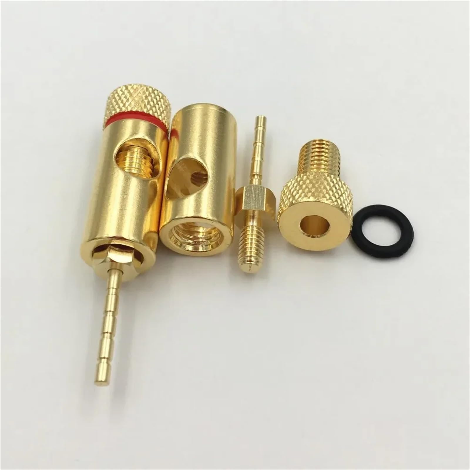 Lot de 10 fiches Bananes mâles en Laiton plaqué Or de 2 mm, connecteur de Verrouillage à vis for Fil de Haut-Parleur Droit(Red)