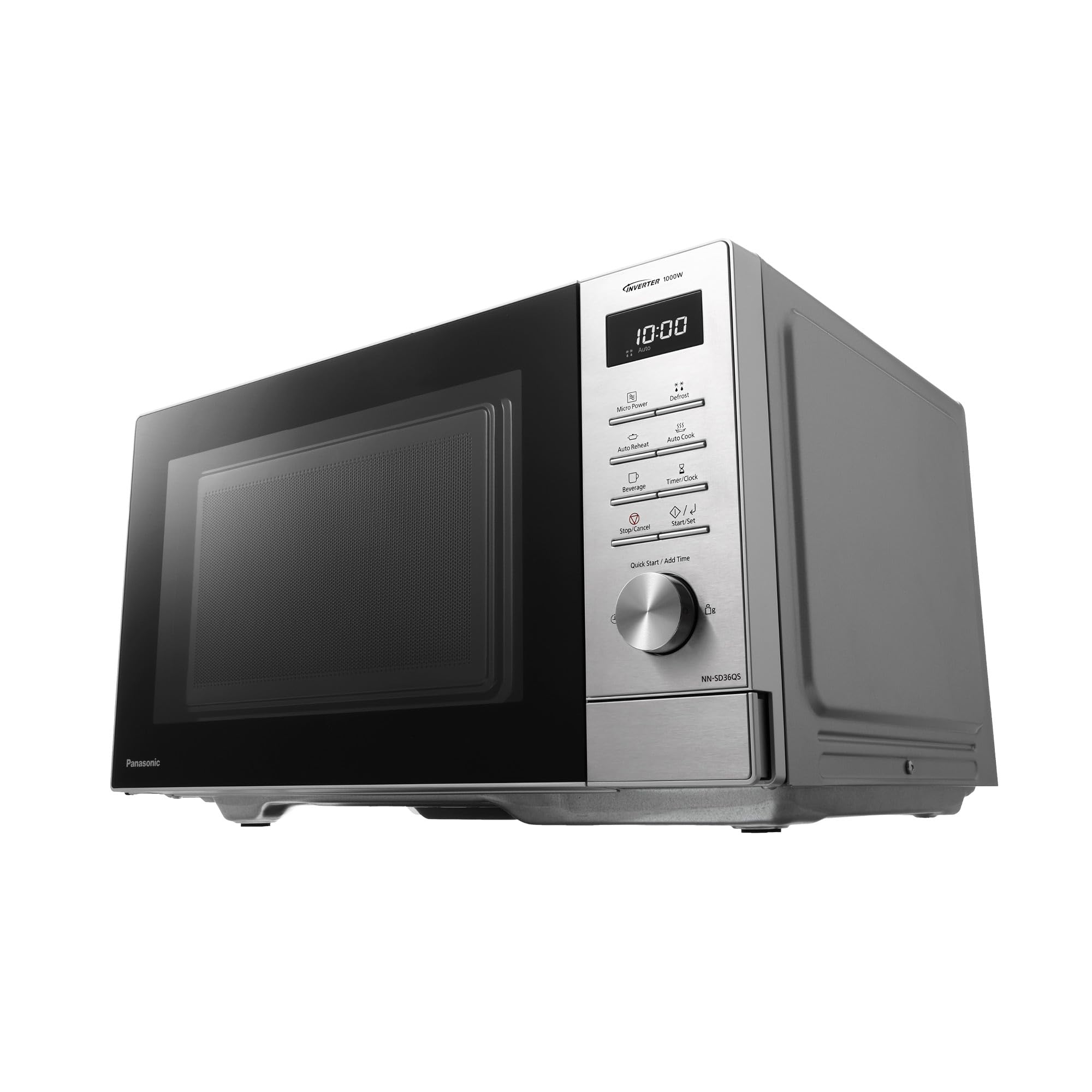 Panasonic NN-SD36QSEPG 29L Four à Micro-Ondes Solo en acier inoxydable, 1000W, Décongélation Automatique, 11 Programmes Automatiques, Molette