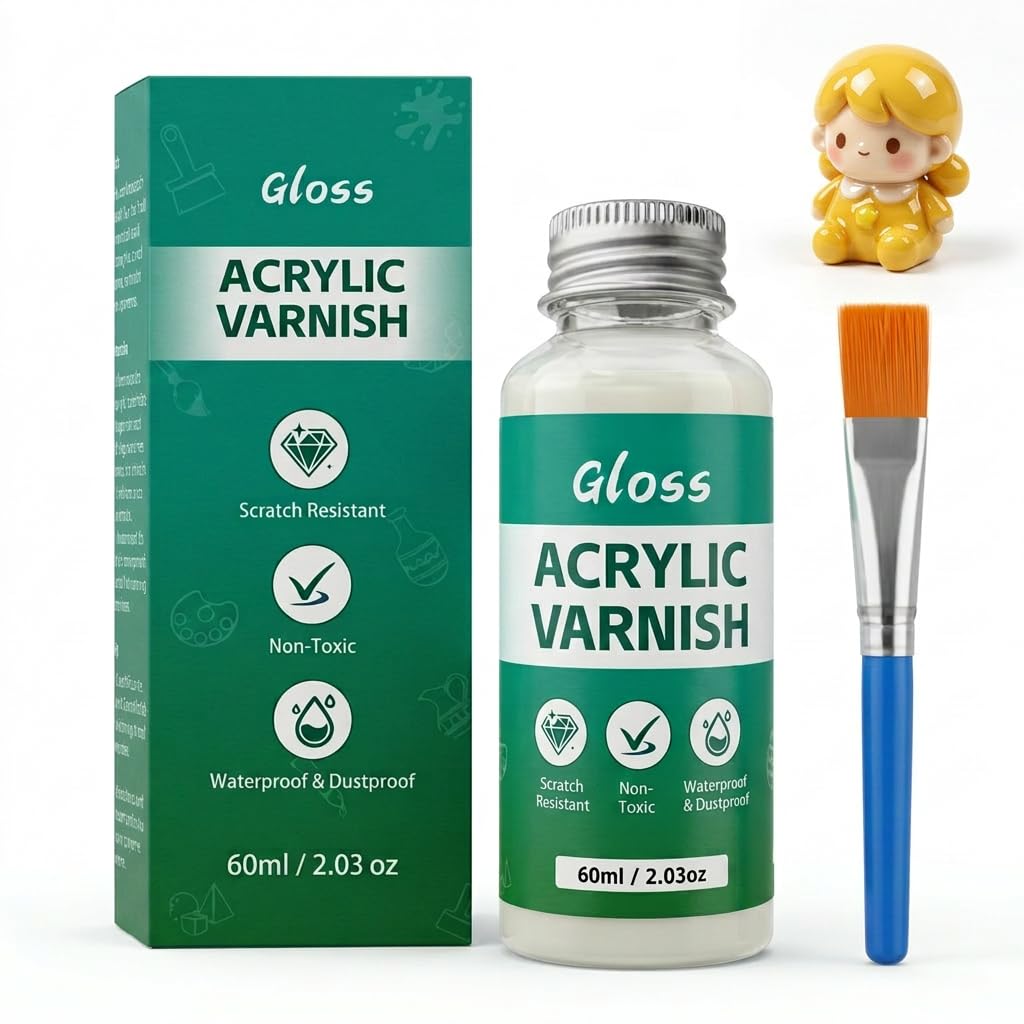 Air Dry Clay Glaze with Brushes, Waterproof Clear Gloss Varnish