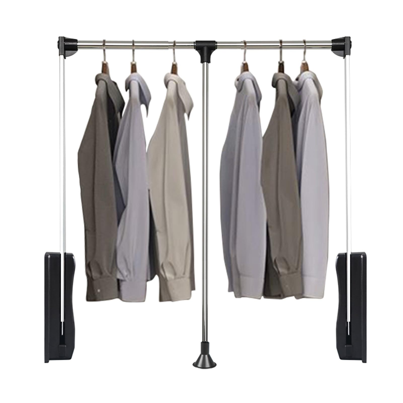 GTHTUHFD Pull Down Closet Rod, 66 Lbs Load Capacity, Ergonomic Handle, Adjustable Width Wardrobe Lift Rail,Fits Most Wardrobes,Black-450-600Mm Black-450