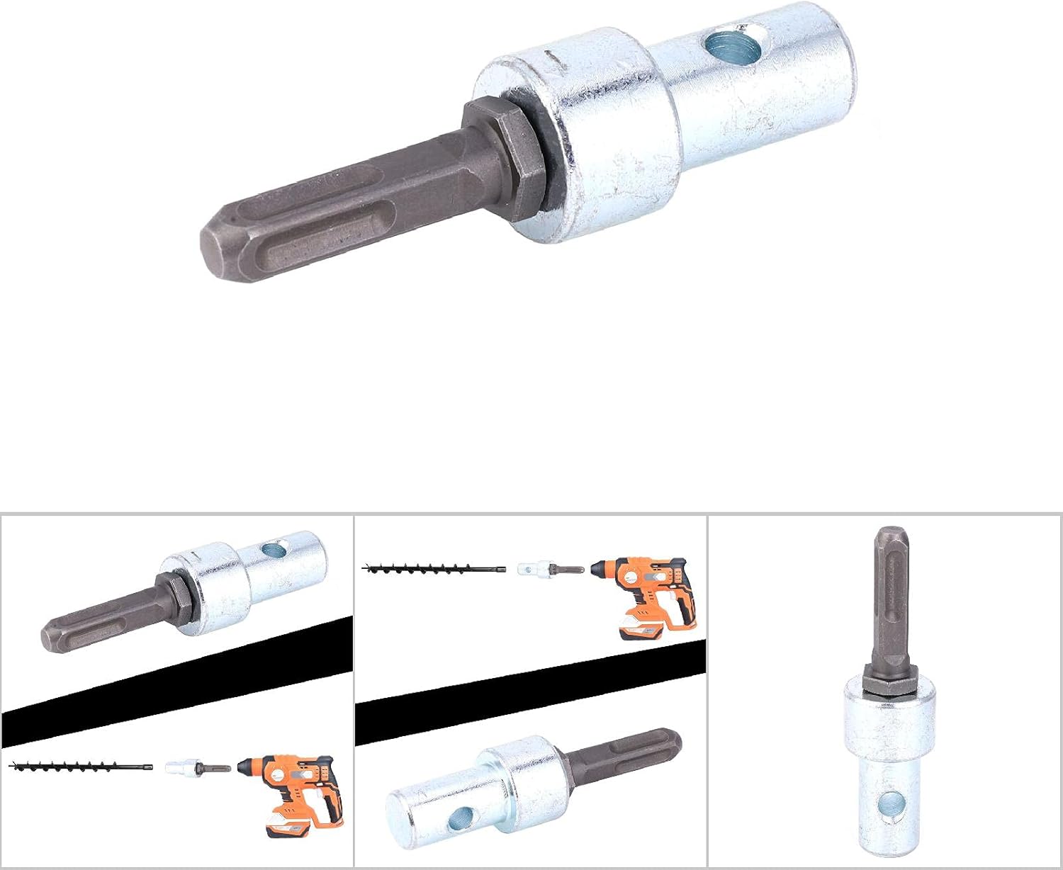 Power Drill Adapter, Square 4 Pits Drill Bit Adapter Earth Auger Adapter Fits Drive Hammer Drill for Electric Hammer to Earth Auger Connector Tool