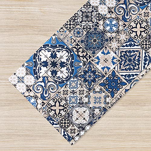 IlGruppone Tappeto Cucina Antiscivolo Made in Italy Passatoia Antimacchia Multiuso Corridoio Soggiorno Lavabile in Lavatrice - Blu - 50x100cm