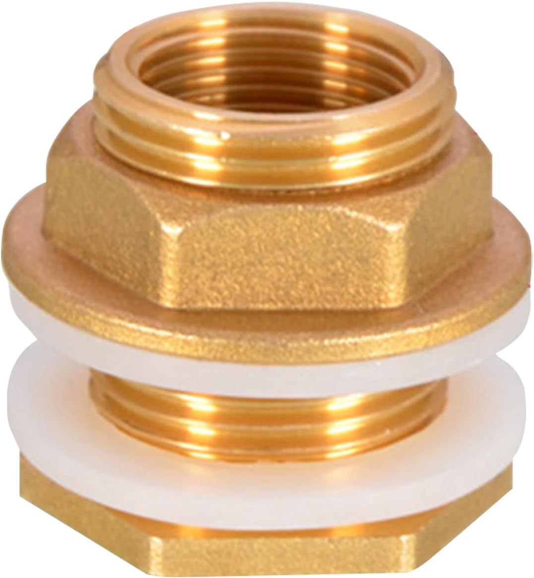 Water Tank Connector,Nut Water Tank Jointer Connector Copper | Solid Brass Bulkhead Fitting for Inlet & Outlet Pipe