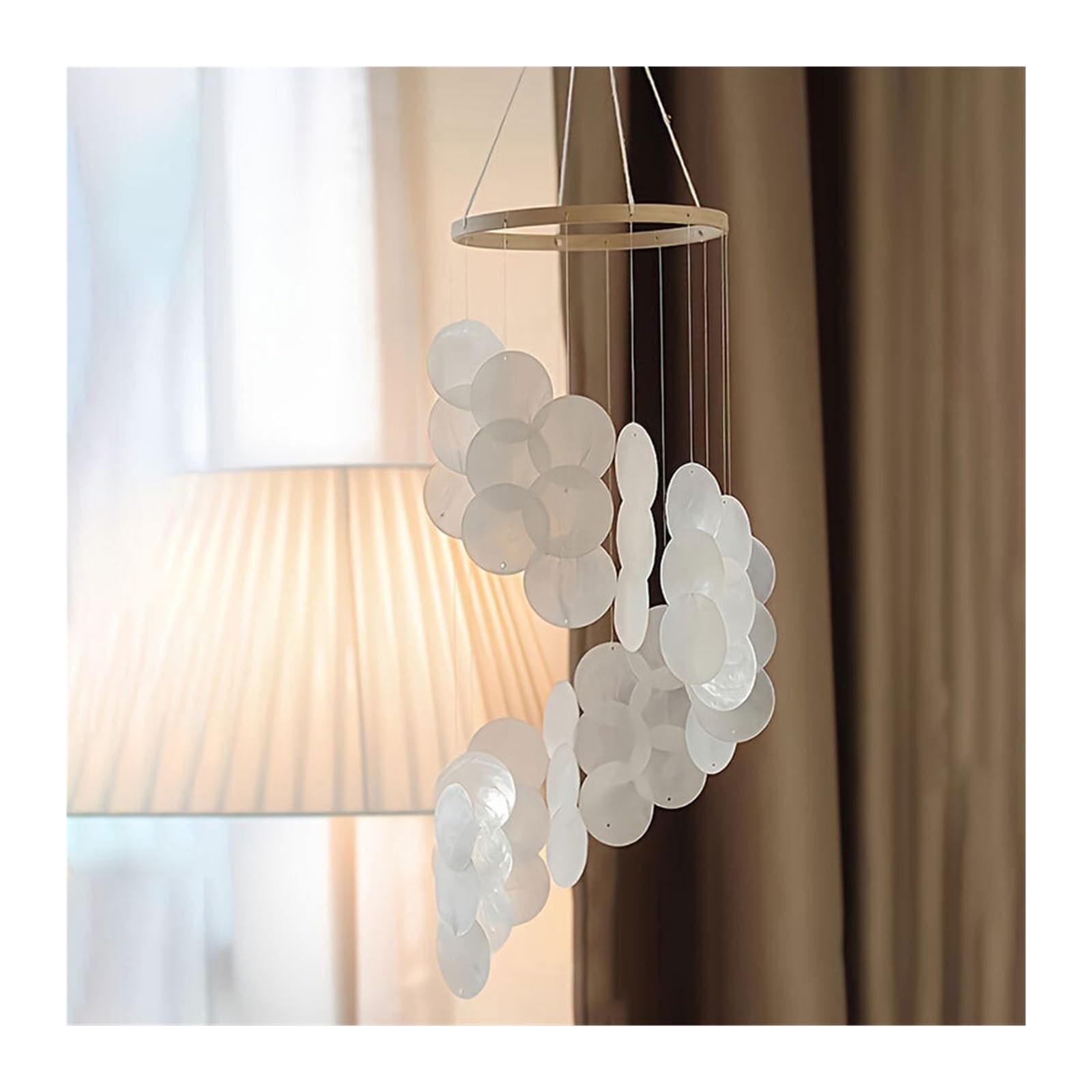 Handcrafted Seashell Wind Chimes - Coastal Style Outdoor And Indoor Decor(White)