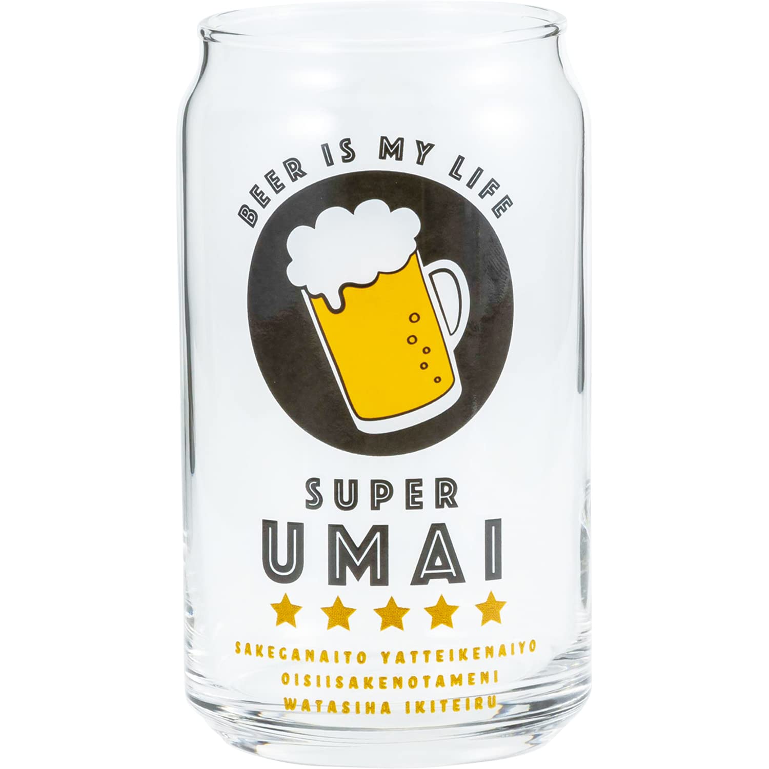 ????? Sun Art SAN3882-3 Super UMAI Funny Tableware, Can Shape, Glass, Approx. 12.2 fl oz (360 ml), Beer, Made in Japan