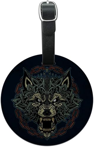 Fenrir Wolf in Chains Mitología nórdica redonda de cuero para equipaje