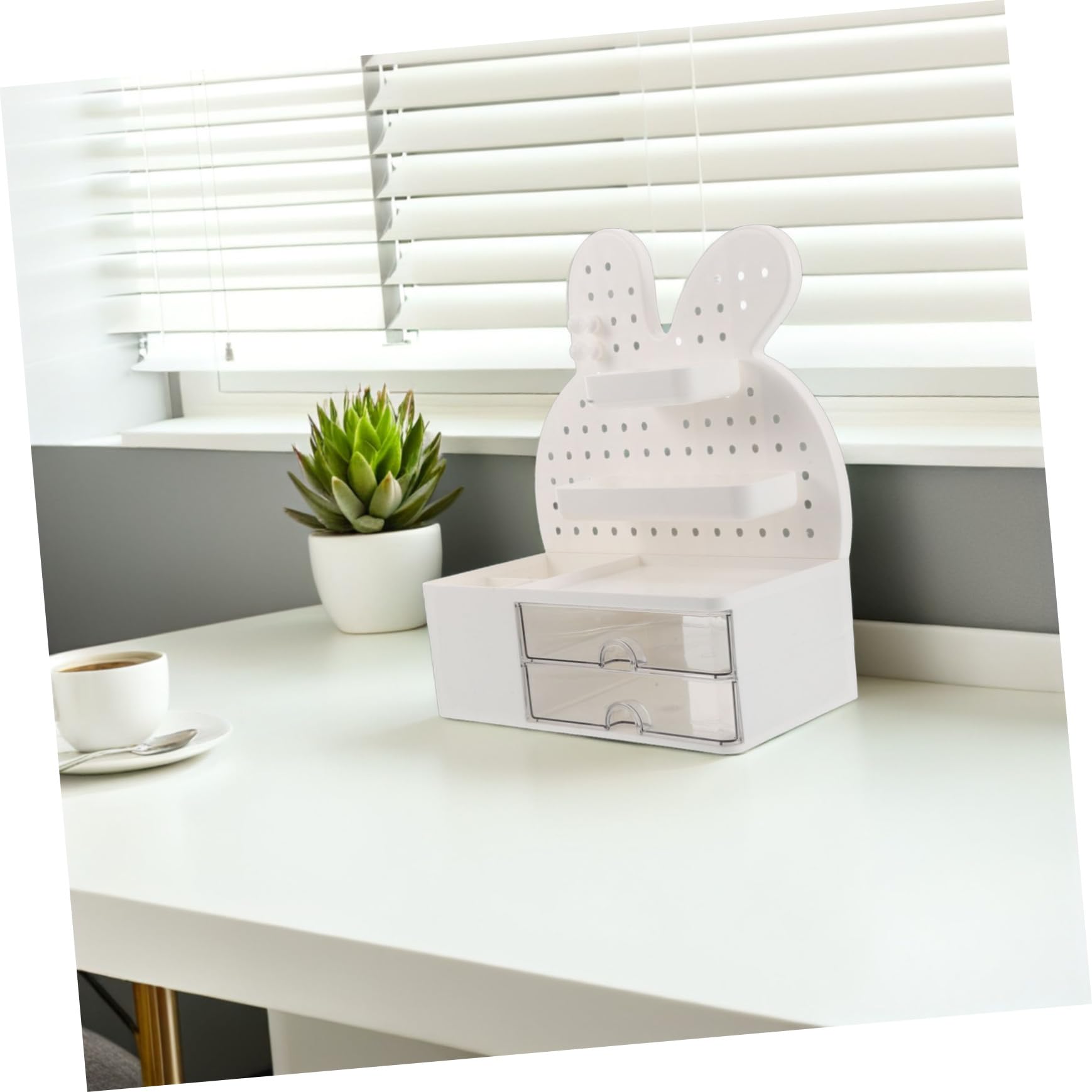 SOLUSTRE Organizer Scrivania Bunny Shape Con Portaoggetti Kawaii Per Cancelleria Pen Holder Multifunzionale Per Design Accattivante Per