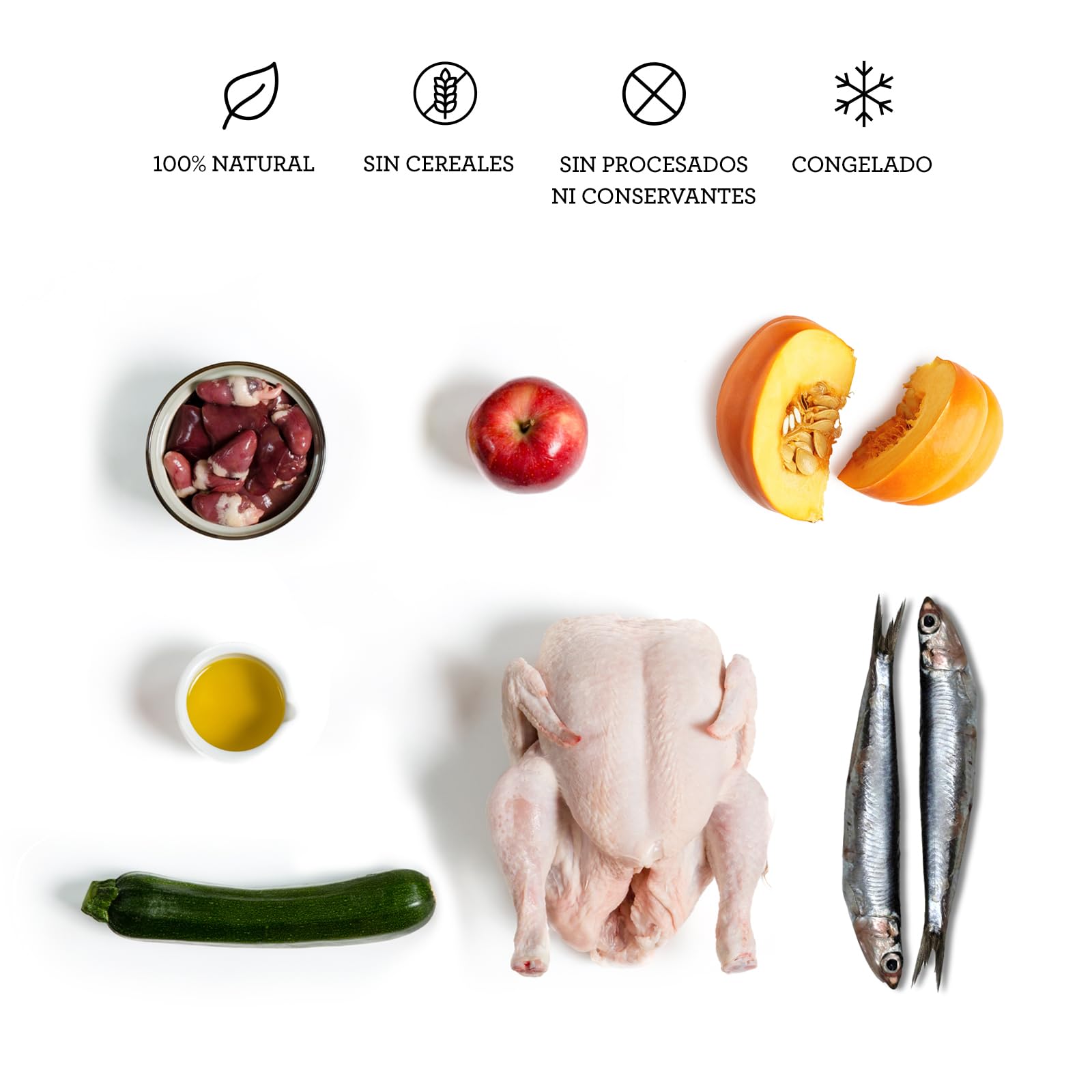 CRU - Dieta Barf para Perros de Pavo y Boquerón - Comida Natural Perros Cruda y Congelada - Comida para Perros Pequeños y Grandes - 10 Paquetes de 500g (10 Paquetes, Pavo & Boquerón)