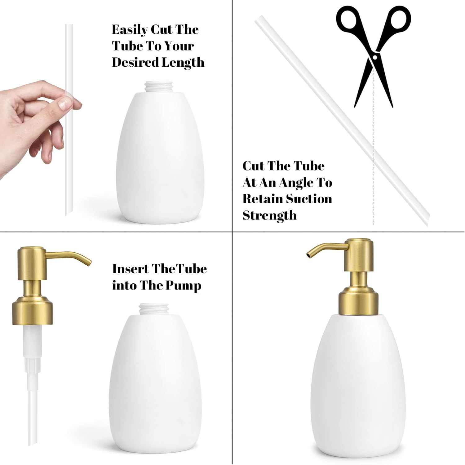 2 Pack Brushed Gold 304 Stainless Steel Soap Dispenser Pump Replacement Standard 28/400 Thread for Liquid Soap Lotion Dish Soap Kitchen Bathroom Use